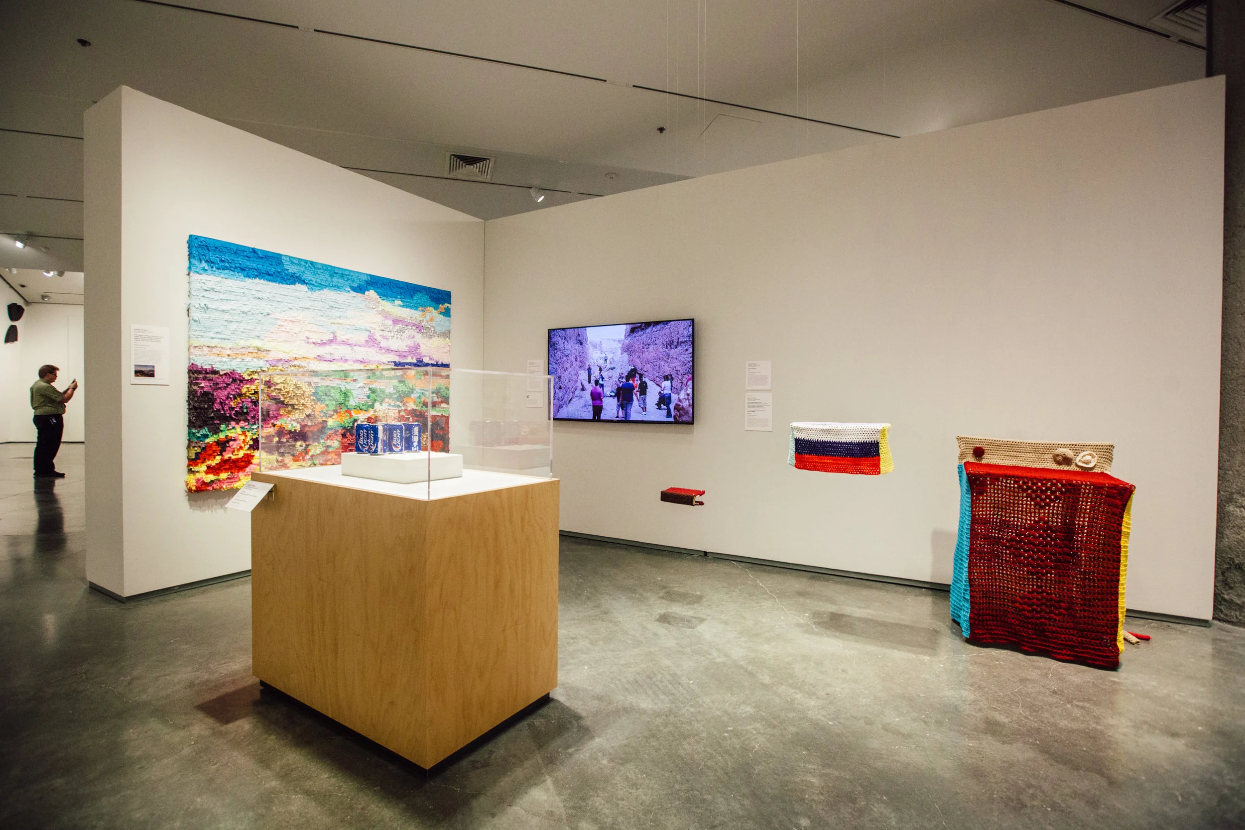 Installation view of Justin Favela's work featured in Tilting the Basin: Contemporary Art of Nevada at the Nevada Museum of Art. (Photo by Krystal Ramirez)