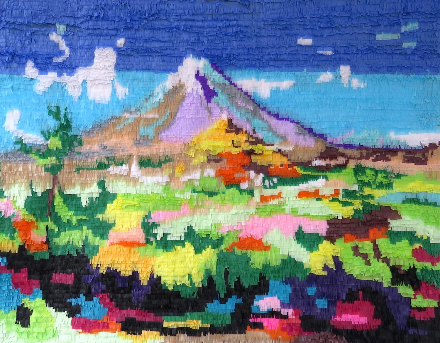 Favela | Popocatépetl e Iztaccíhuatl vistos desde Atlixco, after José María Velasco | paper, glue and cardboard | 59"x72"