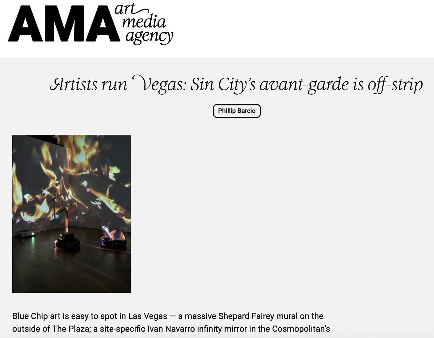 &ldquo;The current vibe in the art field in the American West has little to do with trends, surplus capital or art market fluctuations. It is more about community, experimentation and freedom.&rdquo;

Thank you Phillip Barcio and Art Media Agency (AM