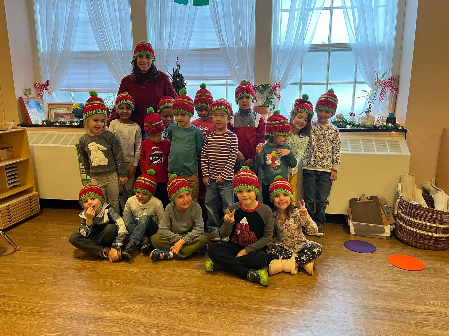 Early Christmas fun!  #christmashats #friends #twinning #montessori #christmascity #bethlehempa