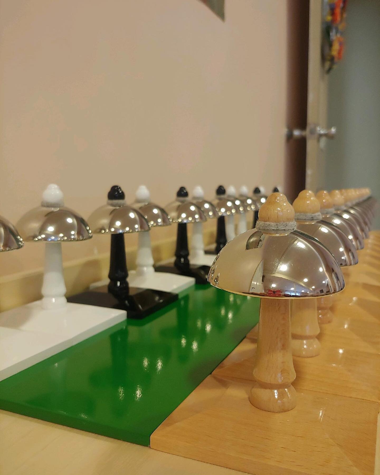 Our beautiful new bell set is gleaming! We cannot wait to welcome our students back soon!  #montessori #montessoribells #sensorial #friendsofmusic