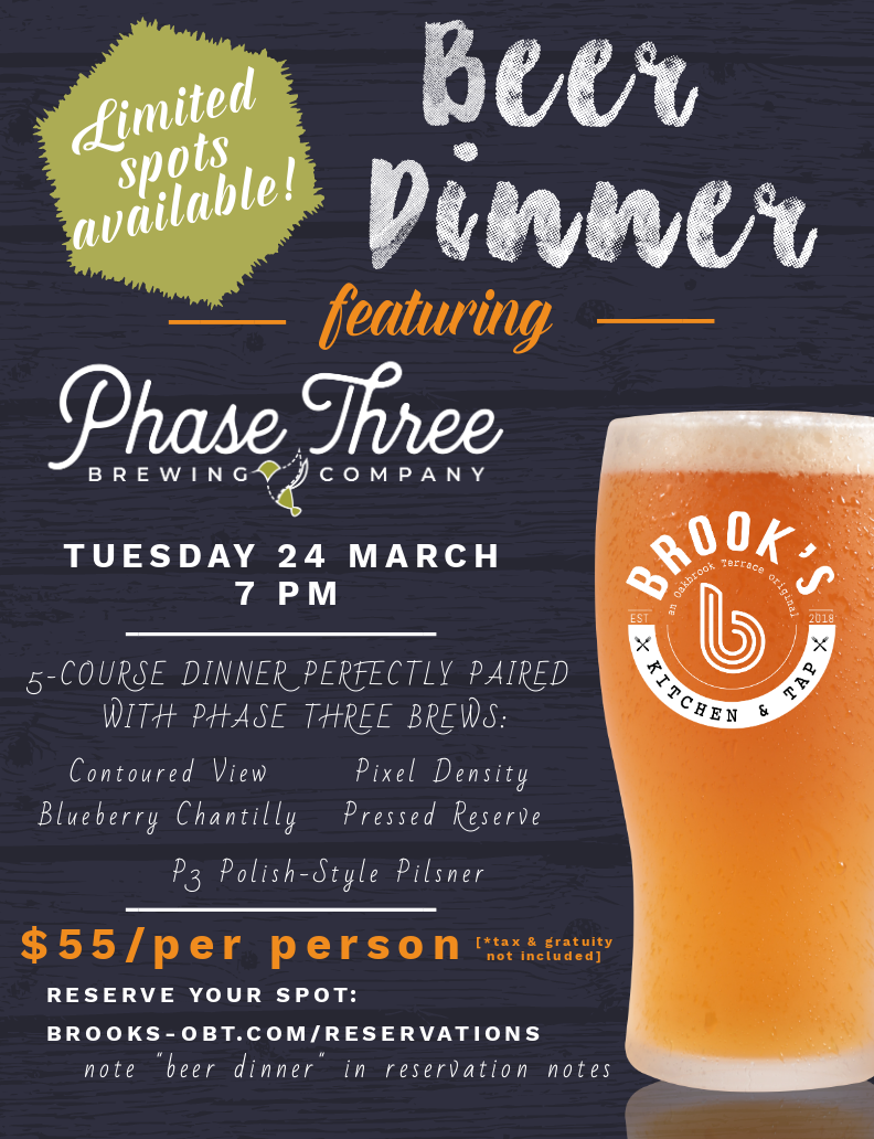 Beer Dinner: Phase Three Brewing Company — Brook's Kitchen & Tap
