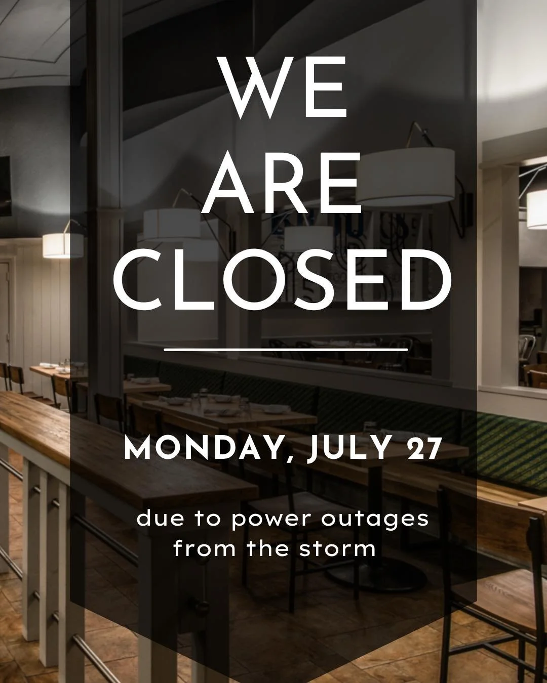 Sorry friends! We aren't able to open today bc of power outages. See you tomorrow!