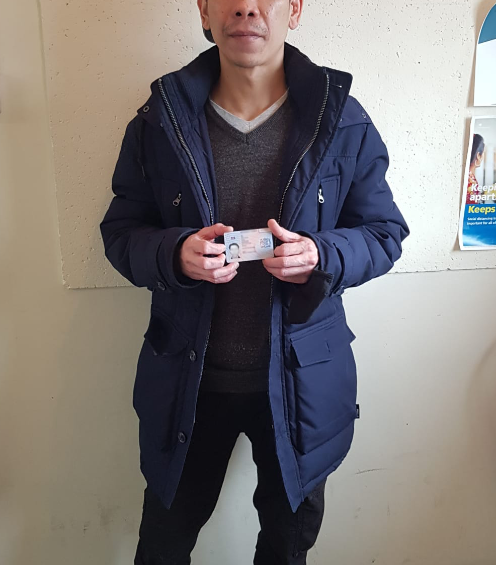 Mr Ng collecting his Biometric Residence Permit (BRP) Card from our Southall office today.