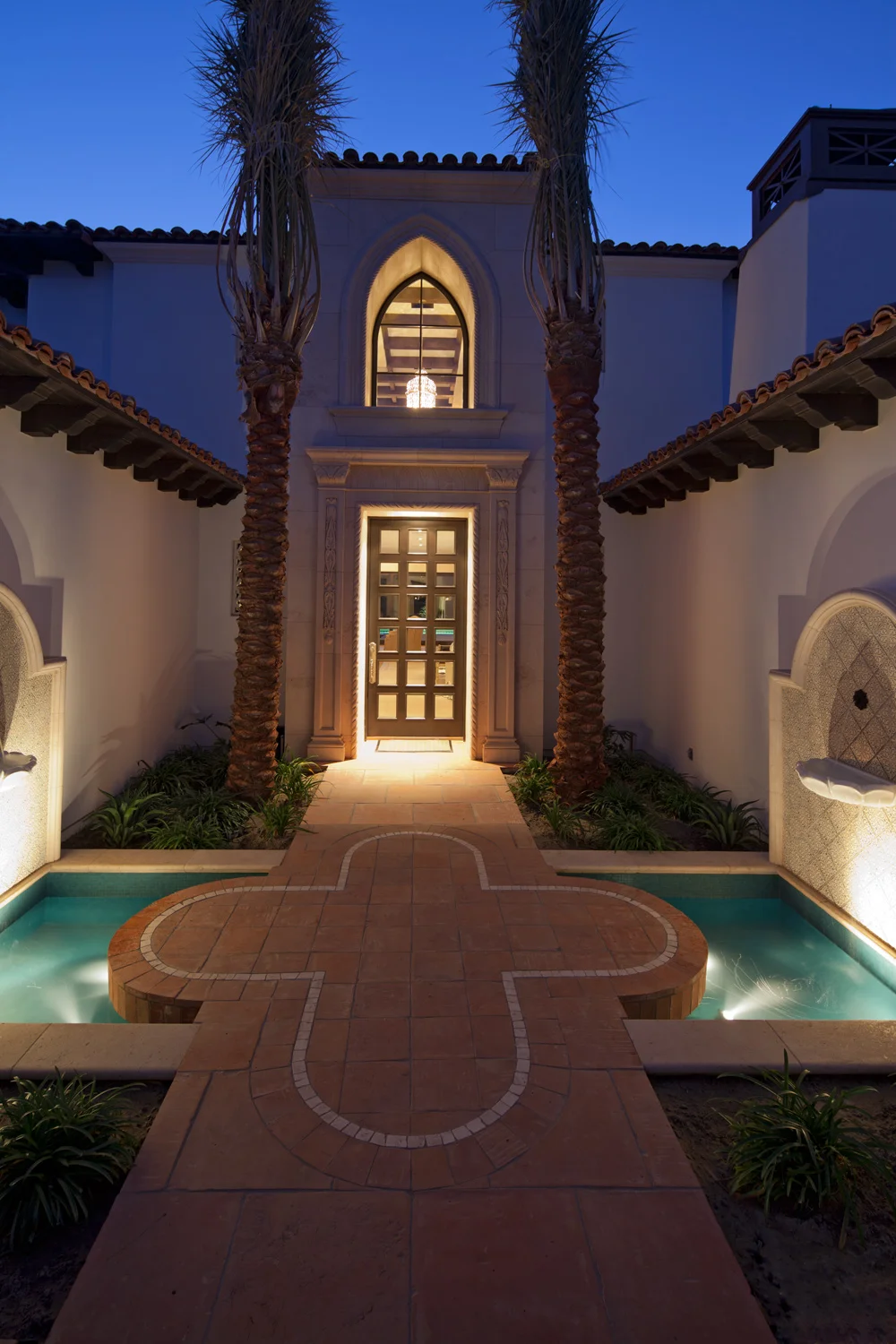 Contemporary-Spanish-Evening-Entryway-Fountains-Premier-General-Contractors.jpg