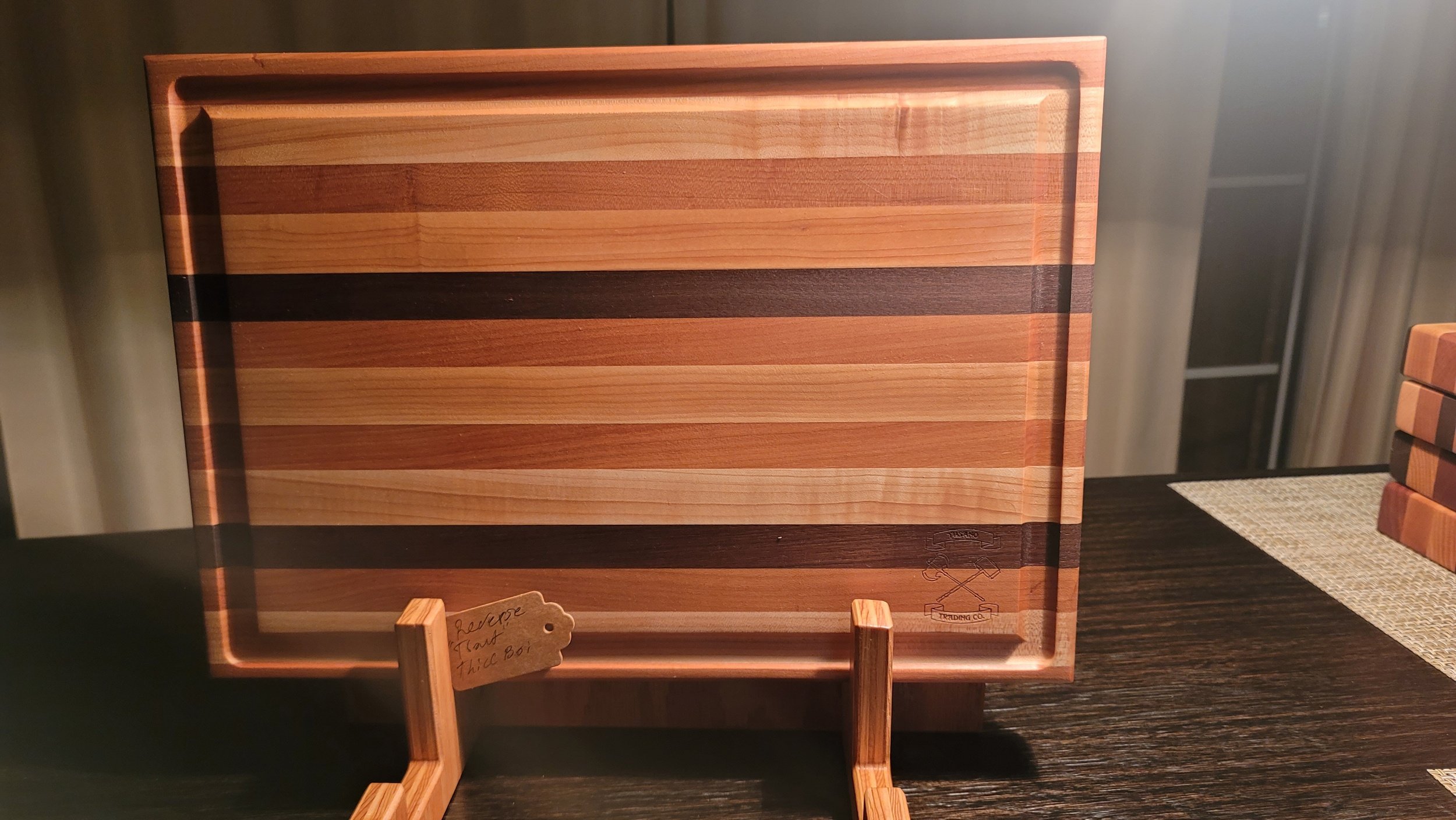 Handmade Mixed Wood Reversible Cutting Board with juice groove