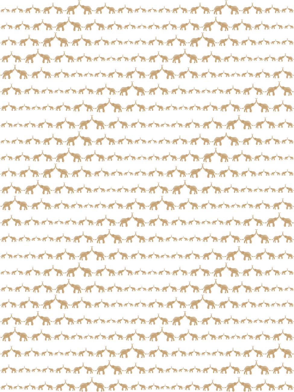 Gold Metallic Elephants Wallpaper Children's Kids
