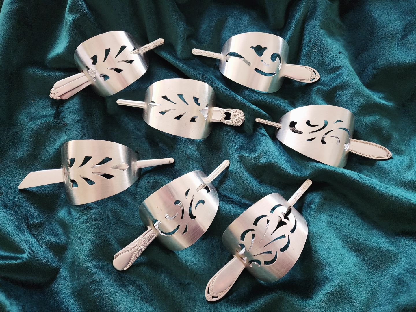 Finally a use for all the pie servers I've collected! These stick pin hair pieces will hold a LOT of hair! I prefer to secure my hair first and then use them as an accessory.

These will be available at Tulip Time in Holland on May 4th/5th, and then 