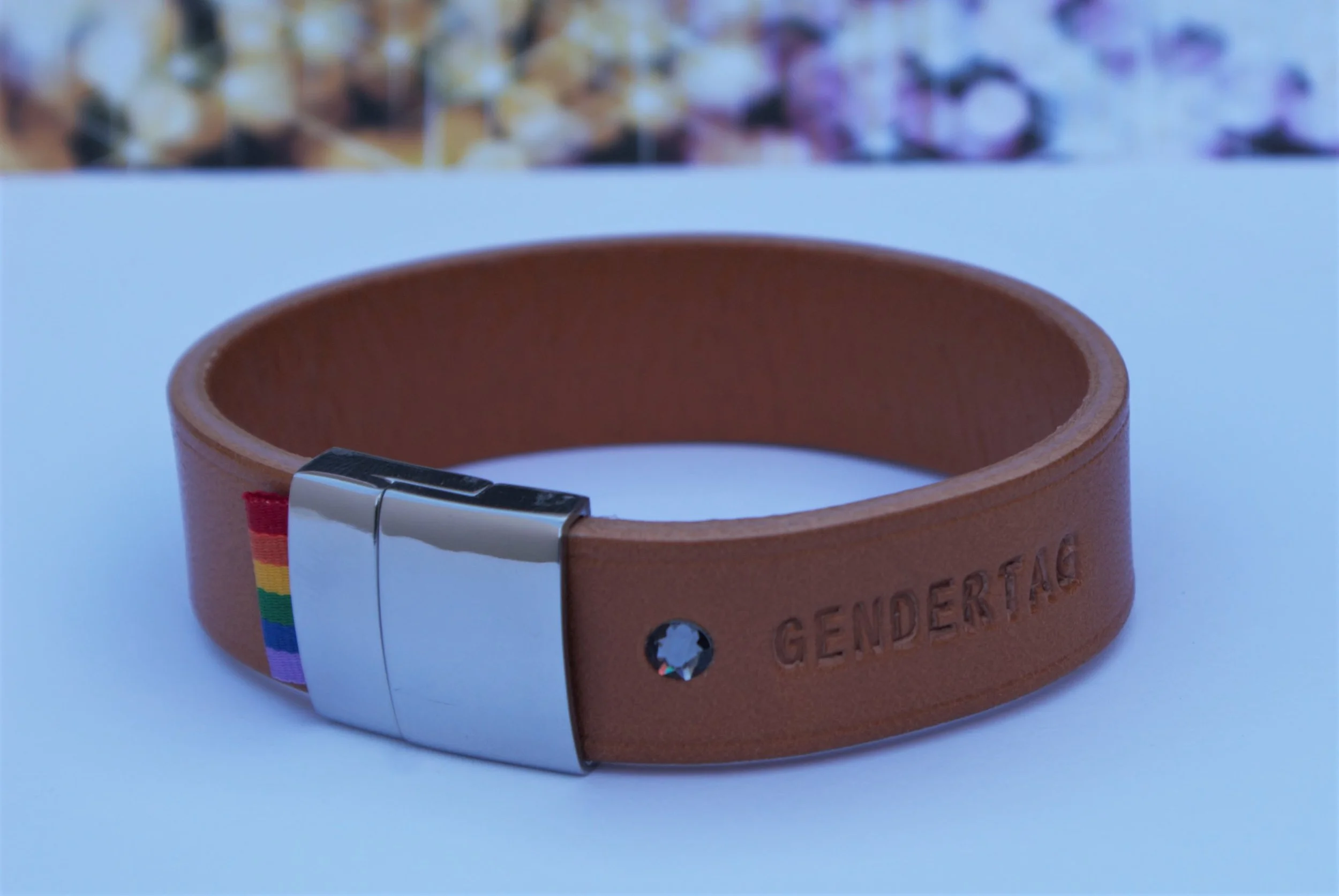 GENDERTAG Tan Leather Straight Bracelet LGBTQ+ Jewellery