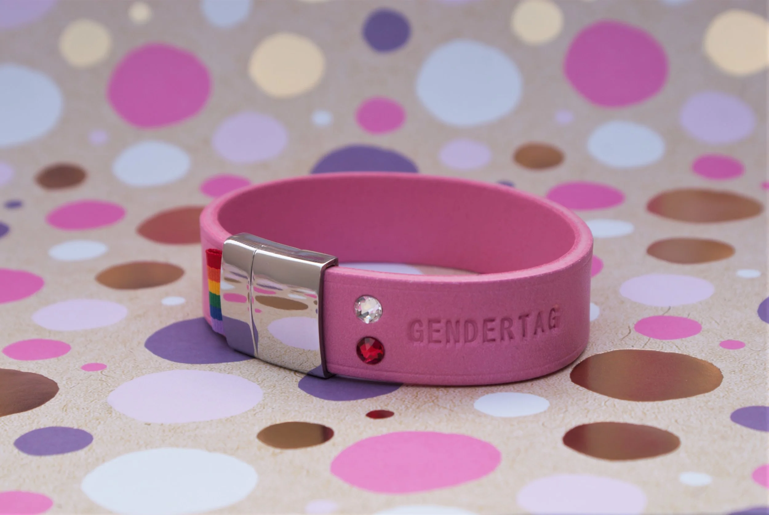 GENDERTAG Pink Leather Pride Lesbian in a Relationship Bracelet LGBTQ+ Jewellery