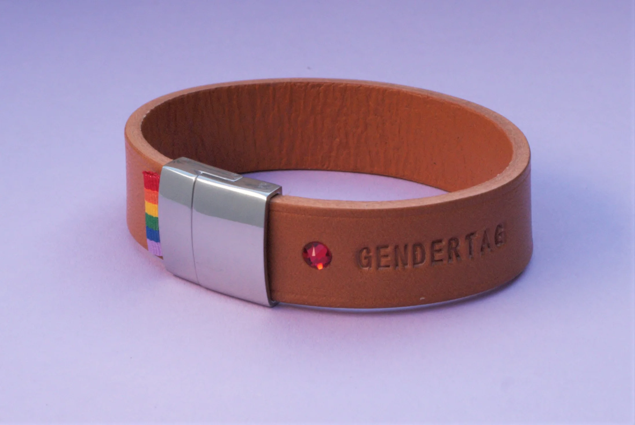 GENDERTAG Tan Leather Pride Lesbian Bracelet LGBTQ+ Jewellery