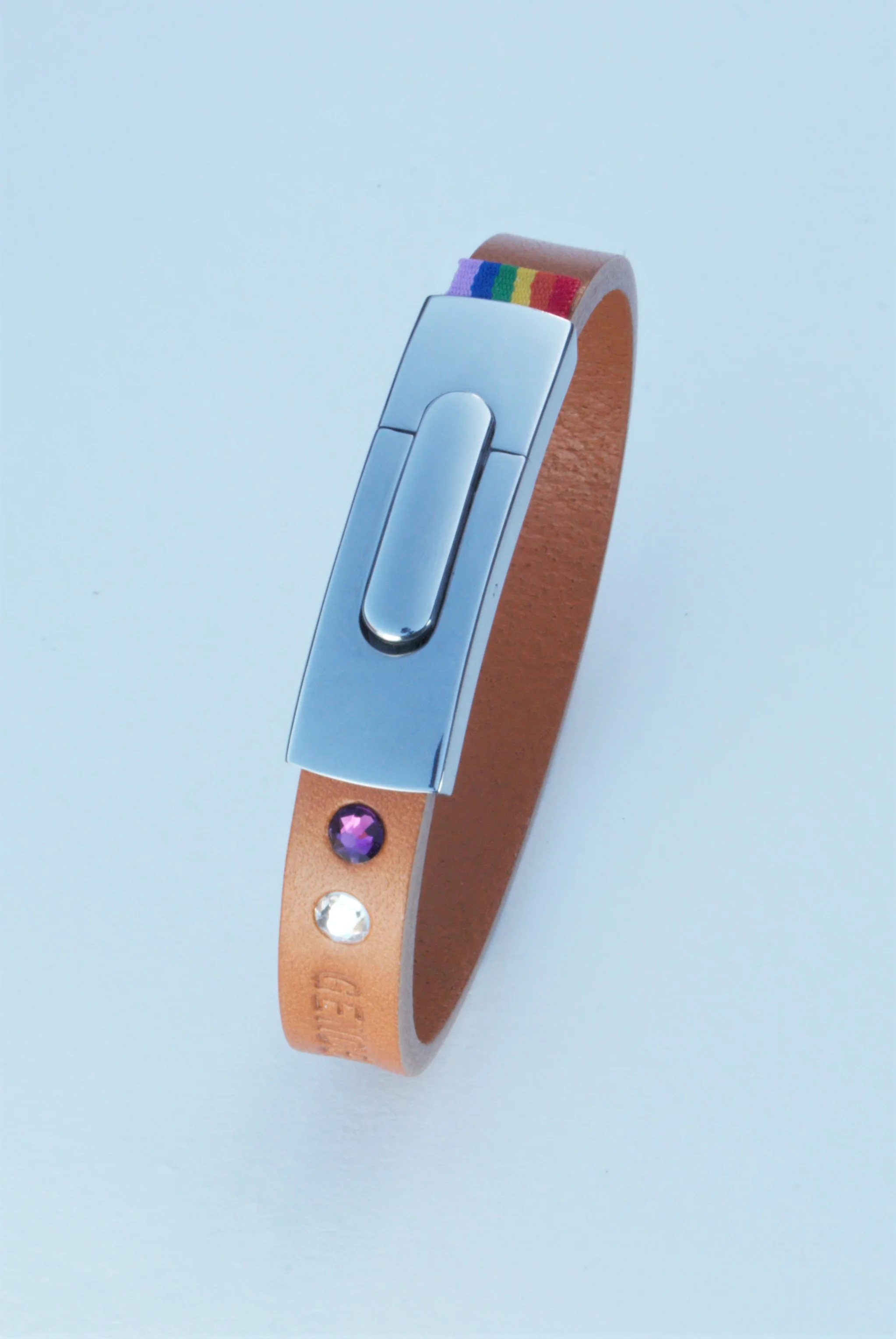GENDERTAG Slim Tan Leather Pride Plus+ in a relationship Bracelet LGBTQ+ Jewellery