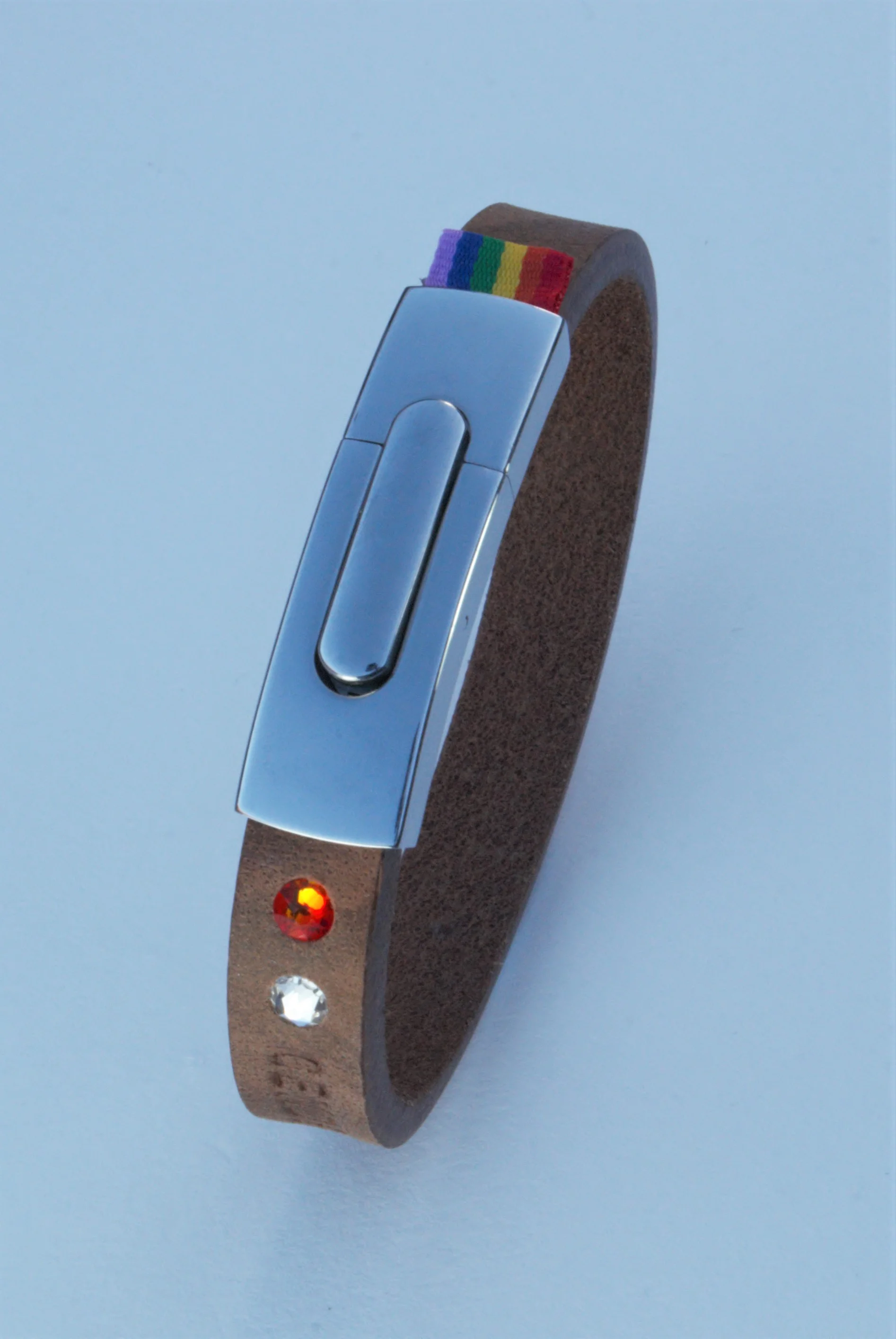 GENDERTAG Slim Brown Leather Pride Gay in a Relationship Bracelet LGBTQ+ Jewellery