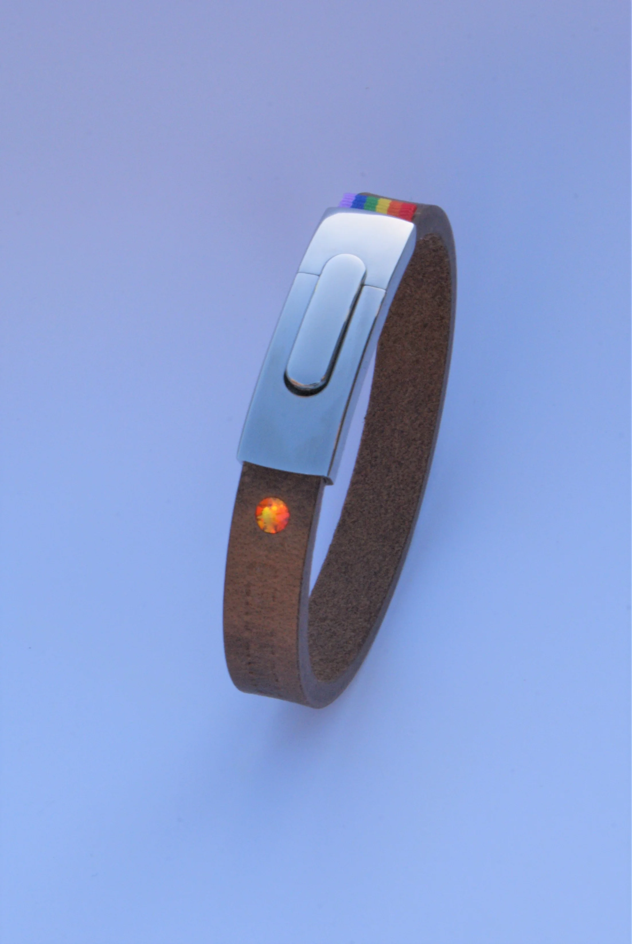 GENDERTAG Slim Brown Leather Pride Gay Bracelet LGBTQ+ Jewellery