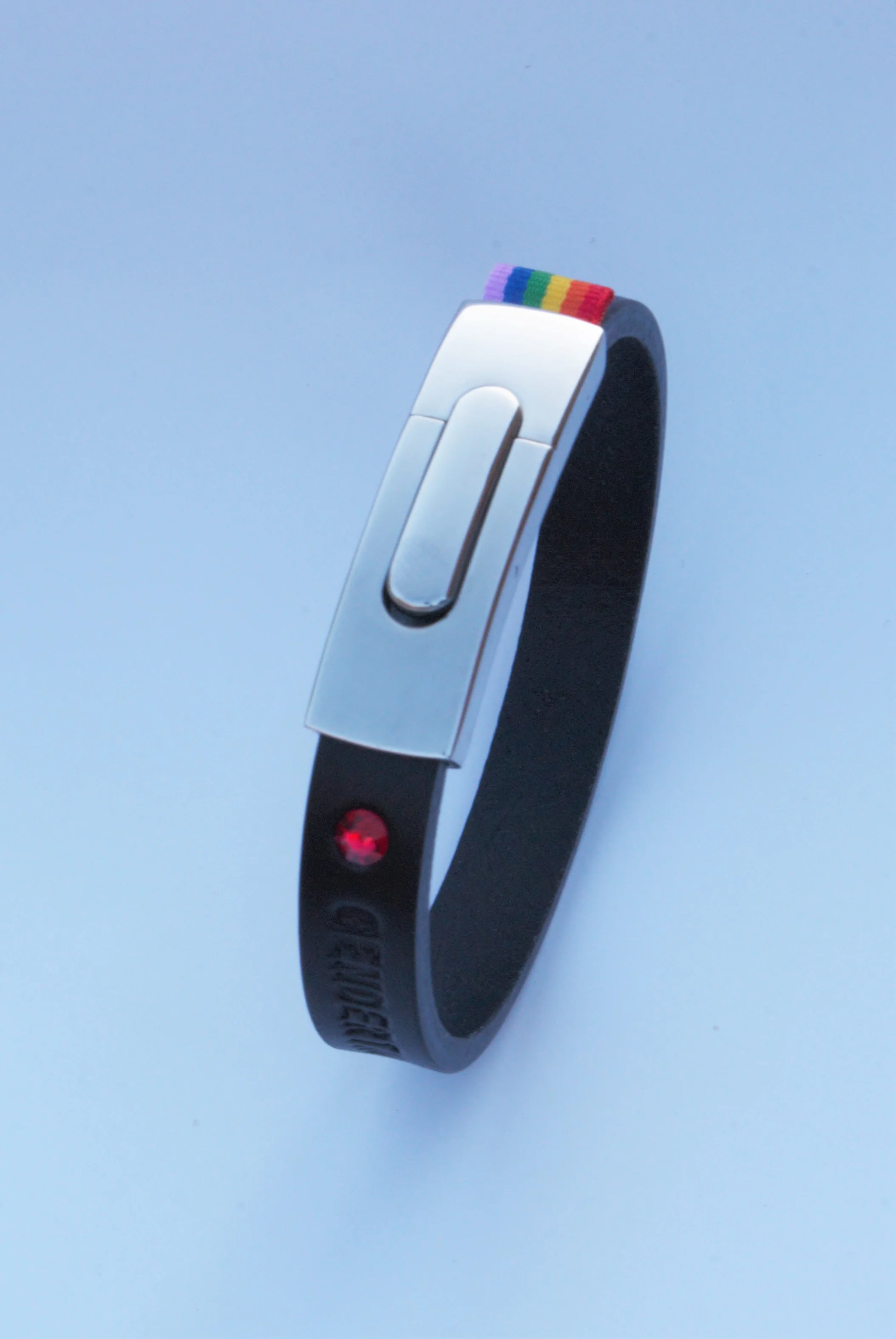 GENDERTAG Slim Black Leather Pride Lesbian Bracelet LGBTQ+ Jewellery