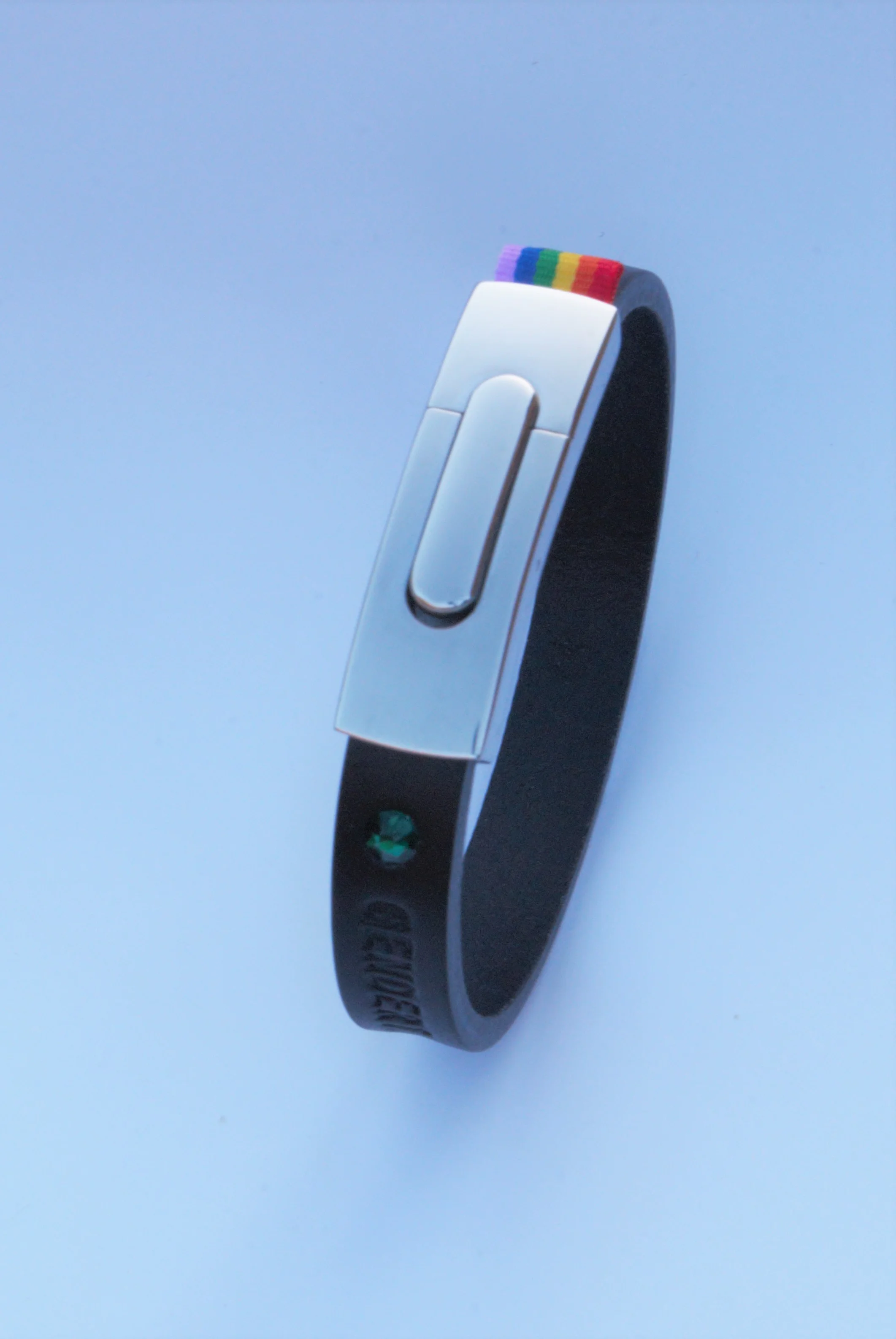 GENDERTAG Slim Black Leather Pride Transgender Bracelet LGBTQ+ Jewellery