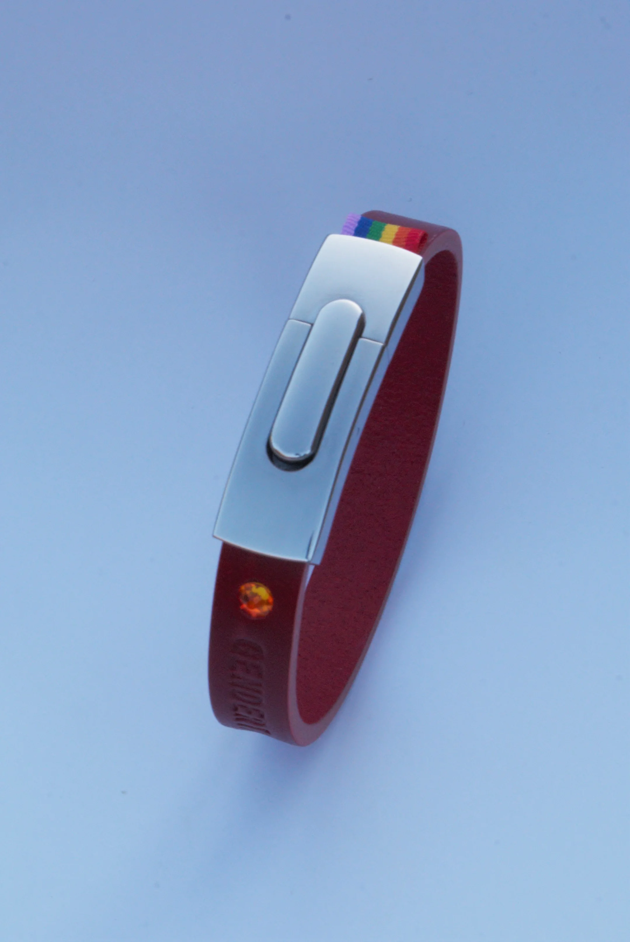 GENDERTAG Slim Red Leather Pride Gay Bracelet LGBTQ+ Jewellery
