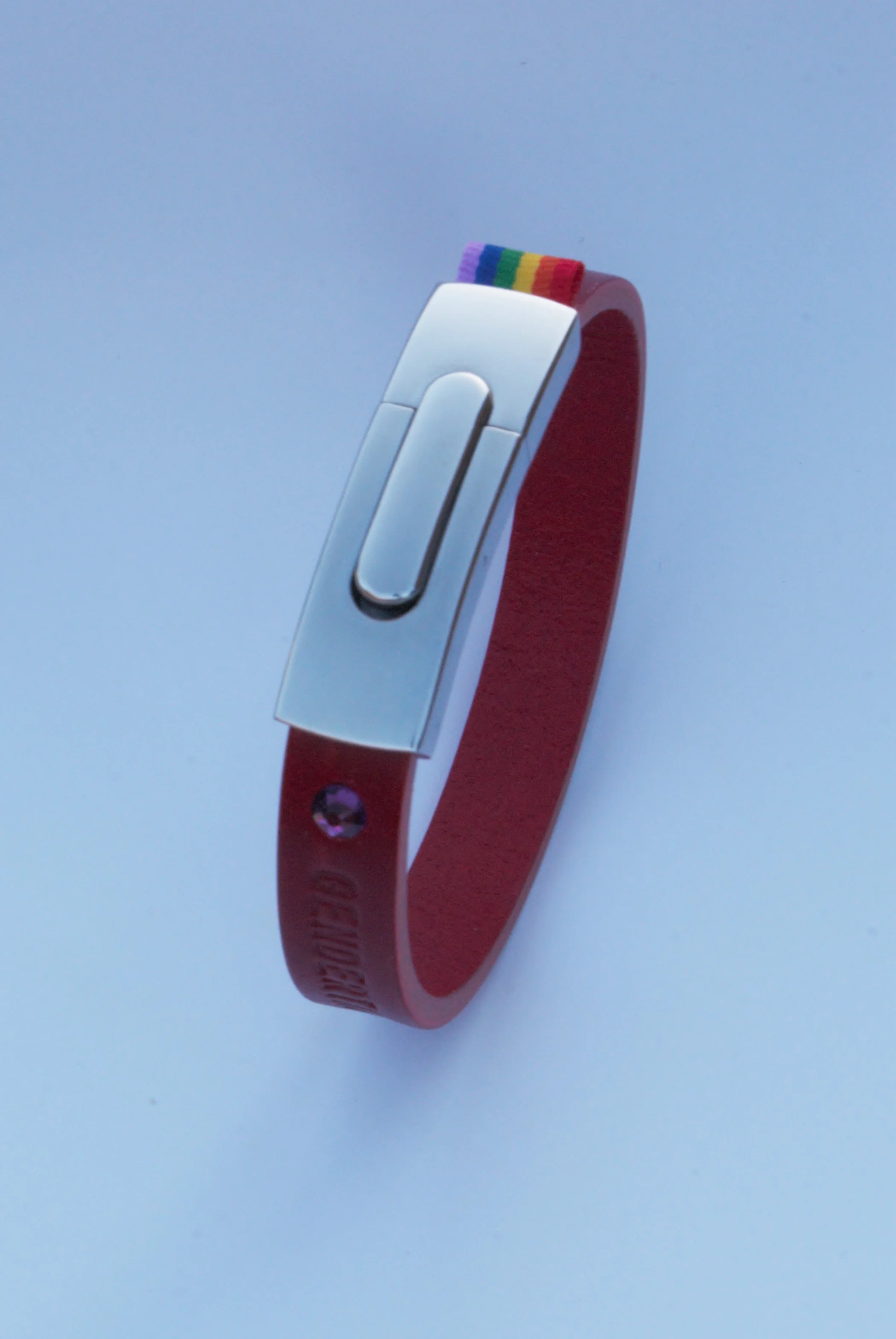 GENDERTAG Slim Red Leather Pride Plus+ Bracelet LGBTQ+ Jewellery