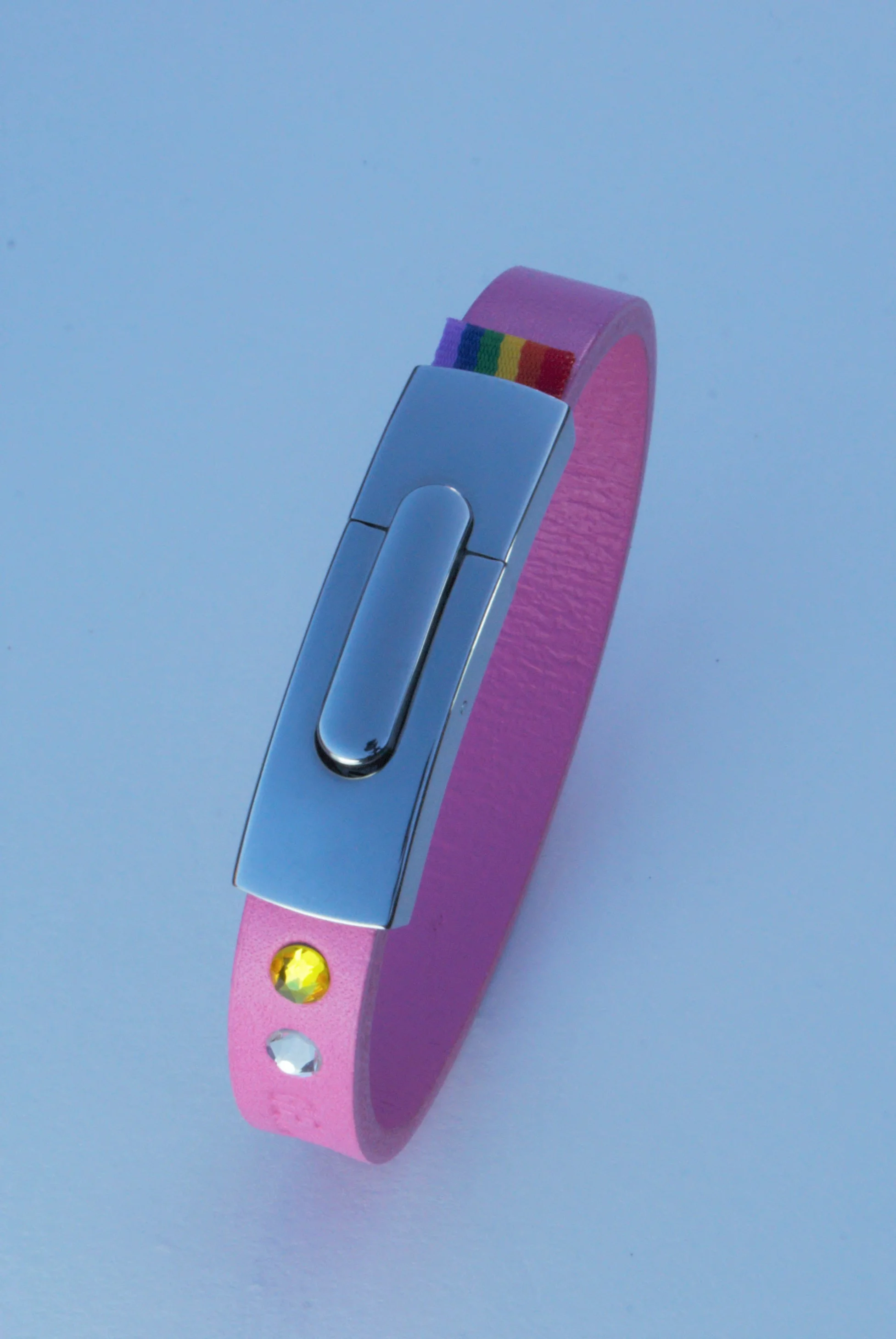 GENDERTAG Slim Pink Leather Pride Bisexual in a relationship Bracelet LGBTQ+ Jewellery