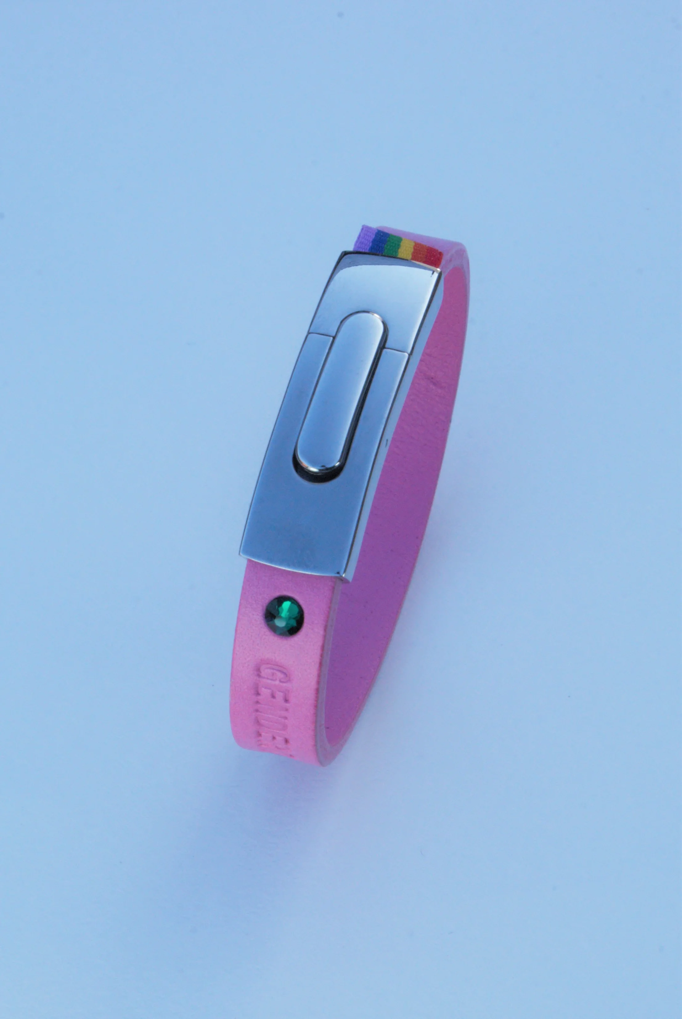 GENDERTAG Slim Pink Leather Pride Transgender Bracelet LGBTQ+ Jewellery