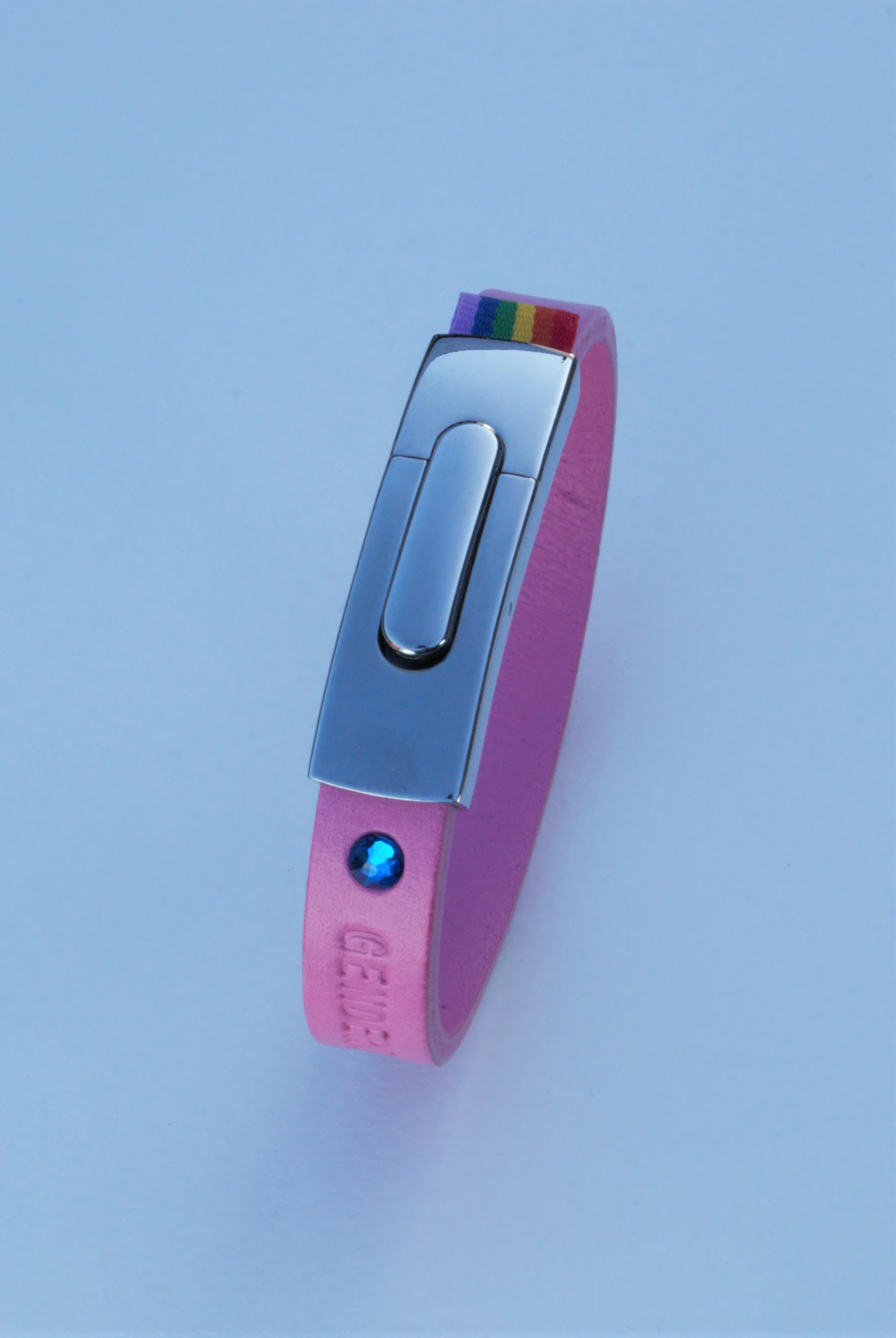 GENDERTAG Slim Pink Leather Pride Queer/Questioning Bracelet LGBTQ+ Jewellery