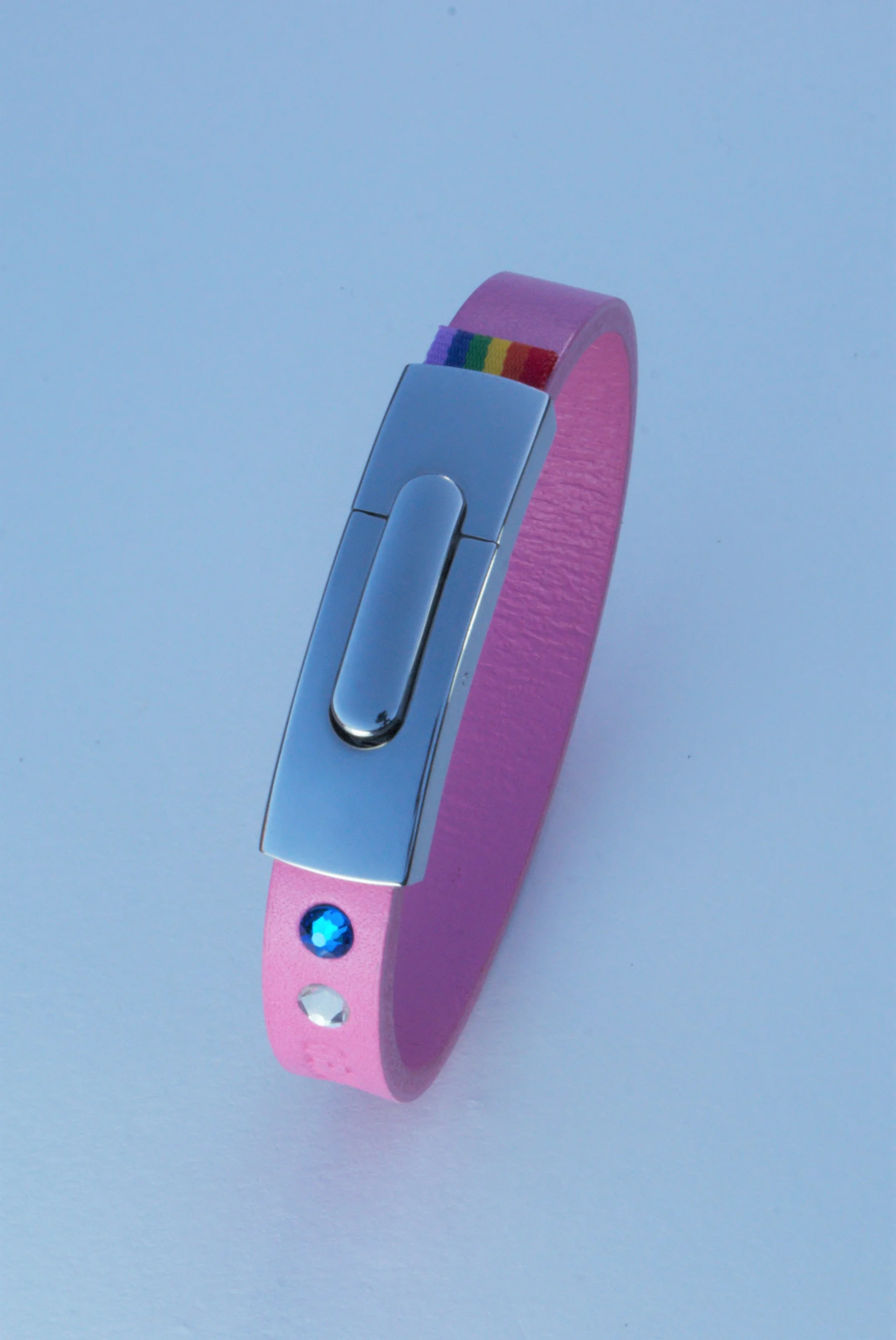 GENDERTAG Slim Pink Leather Pride Queer/Questioning in a relationship Bracelet LGBTQ+ Jewellery