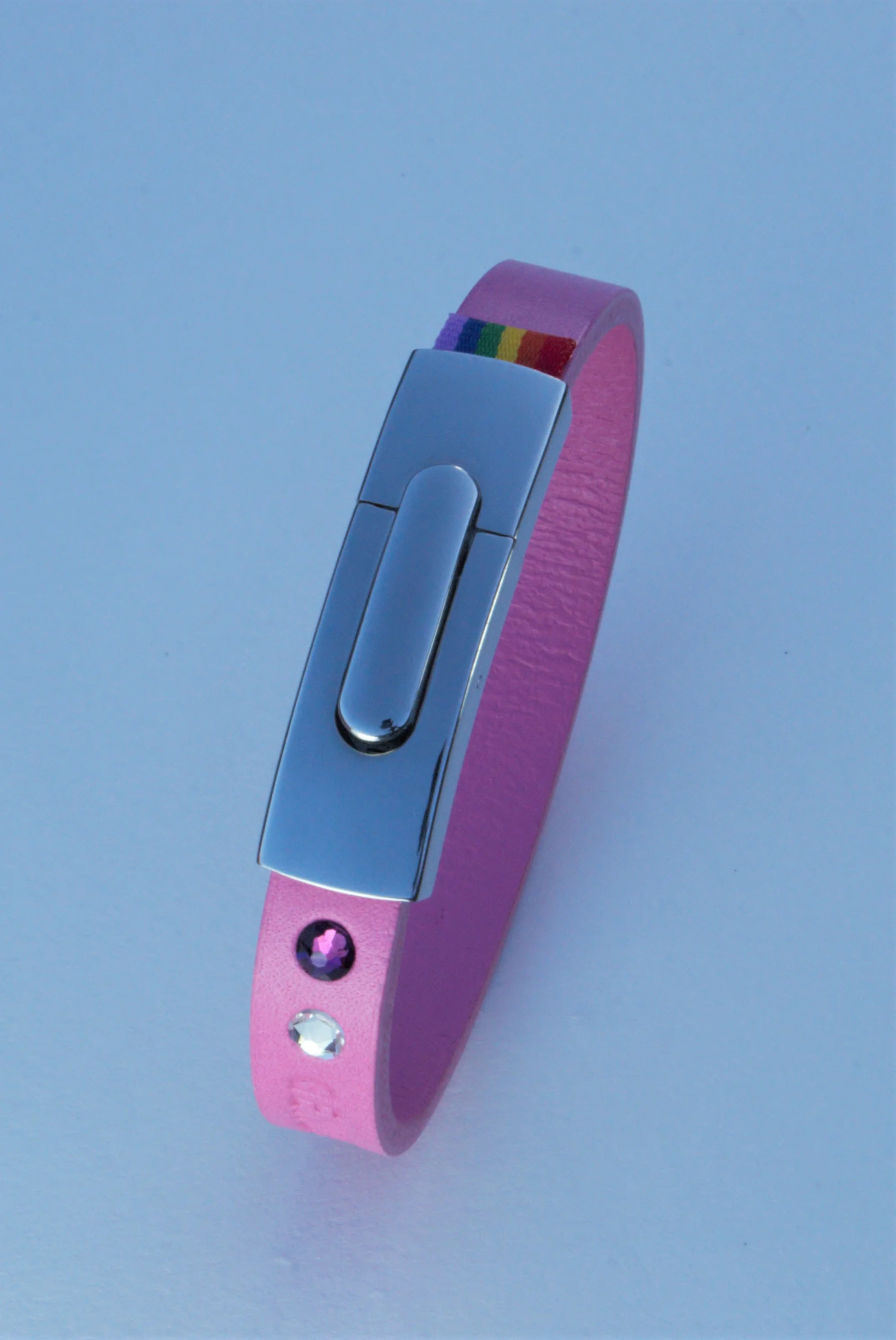 GENDERTAG Slim Pink Leather Pride Plus+ in a relationship Bracelet LGBTQ+ Jewellery