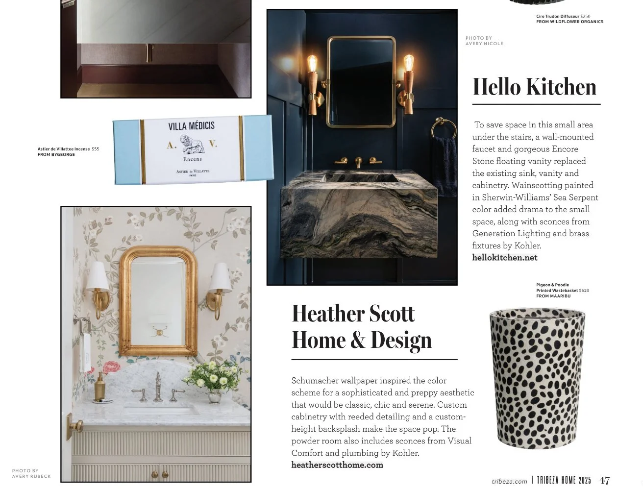 Tribeza Home magazine tearsheet 2025 featuring Heather Scott Home & Design, Hello Kitchen and Blueberry Jones Design, Austin, Texas