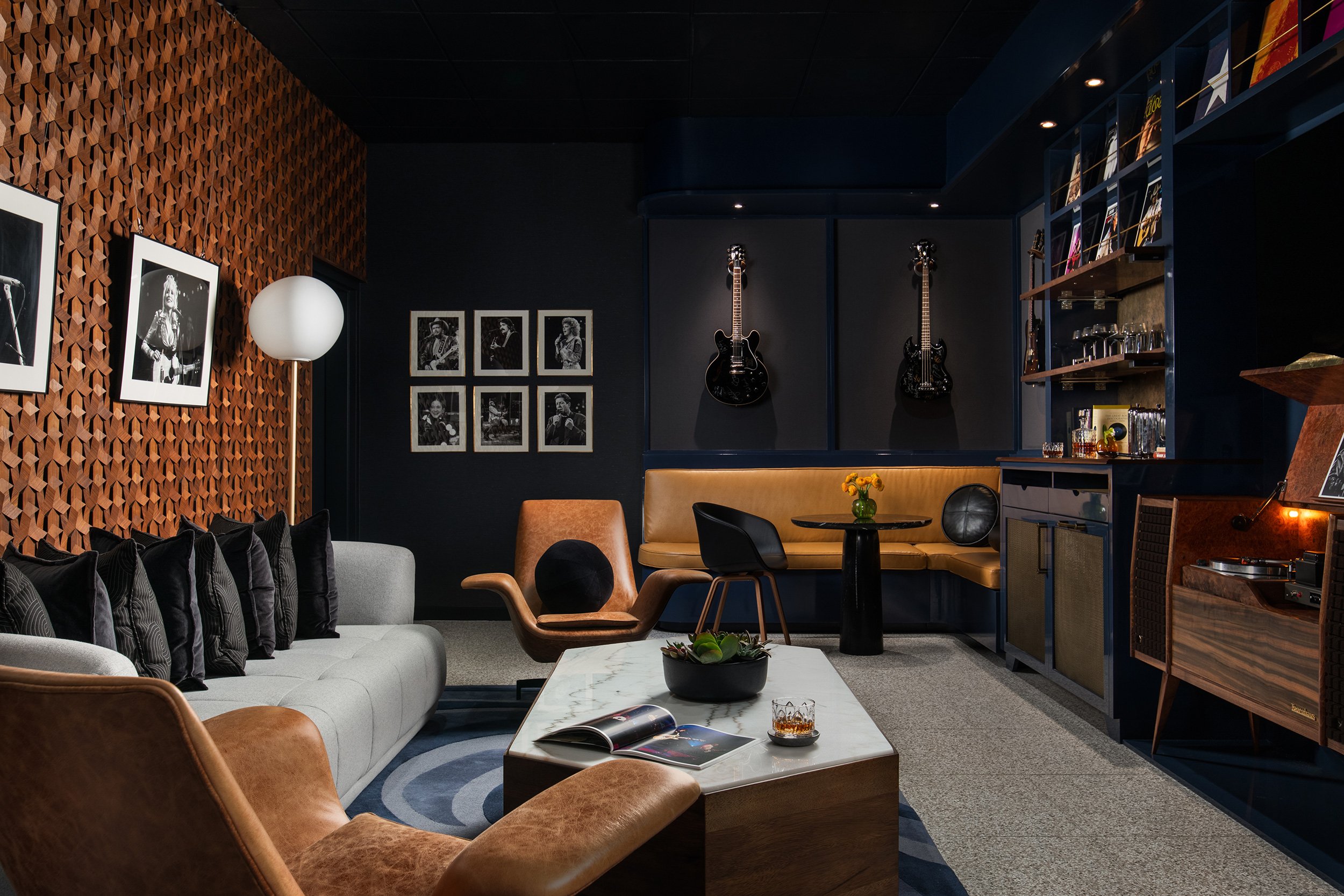 Austin PBS and ACL Live Headquarters green room design by Britt Design Group, commercial interior design photography by Avery Nicole Photography and located in Austin, Texas