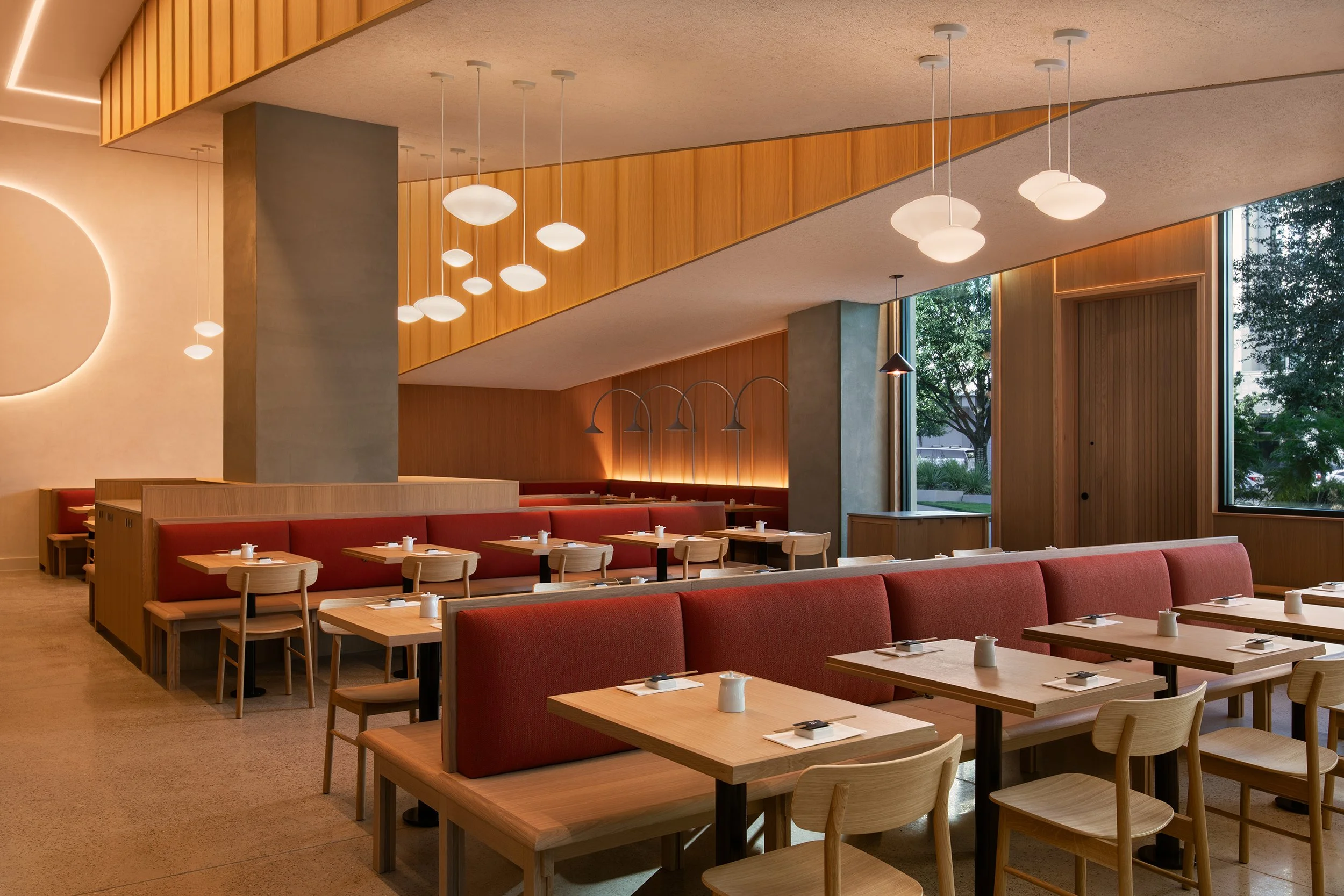 Tancho sushi main dining branding Helms Workshop, commercial hospitality photography by Avery Nicole Photography and located in Austin, Texas