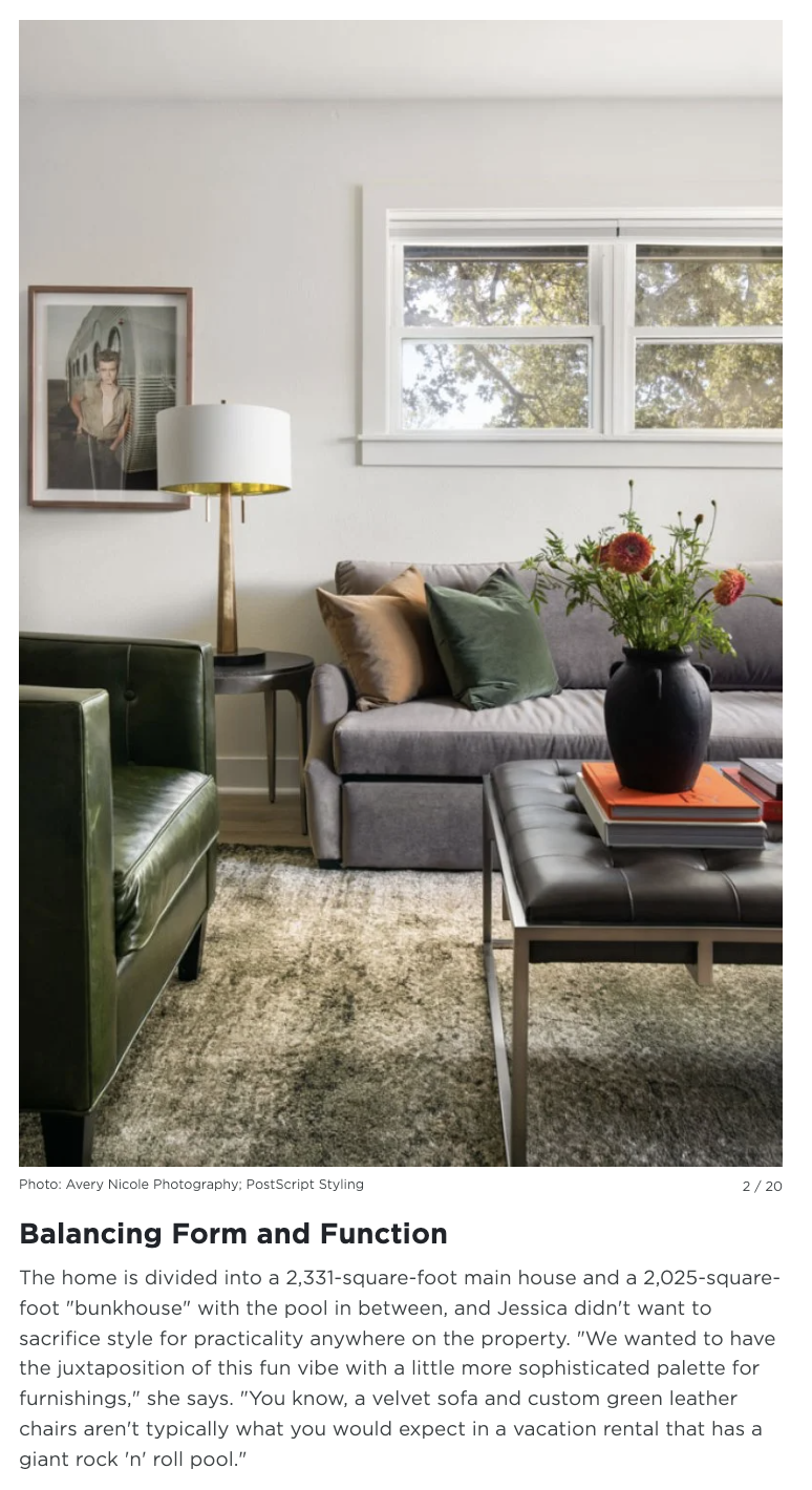 HGTV Magazine online article featuring Rock N Roll Ranch by JDuce Design, Brenham, Texas, photography by Avery Nicole Photography
