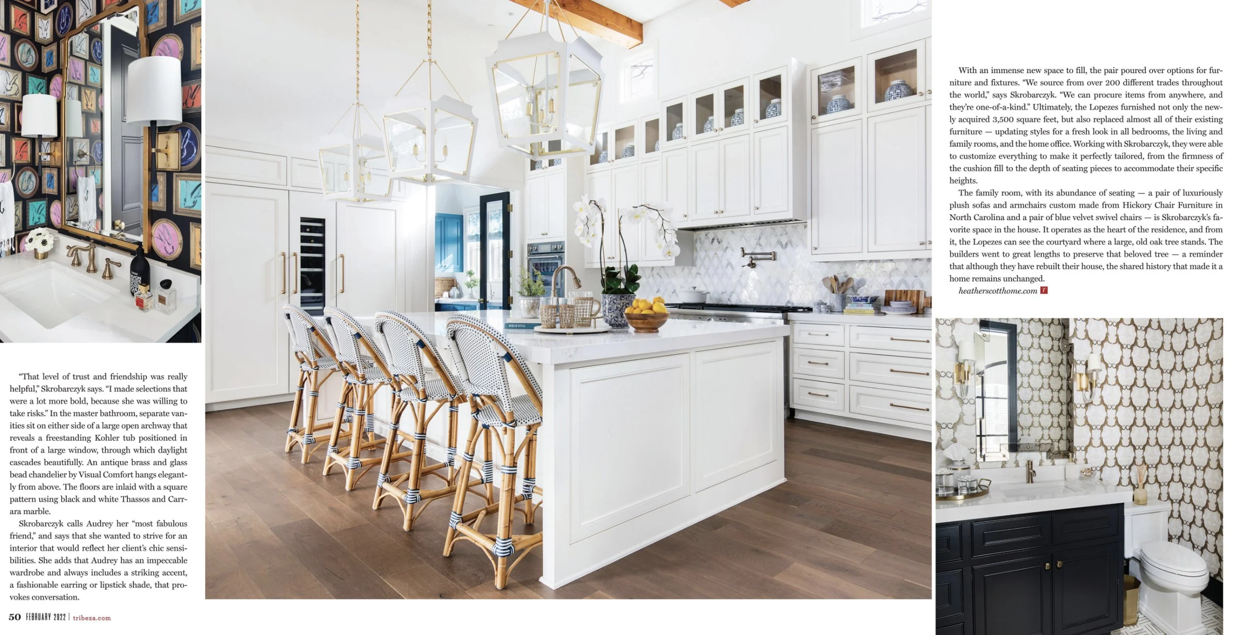 Tribeza Interiors Magazine tearsheet featuring Austin, Texas home by Heather Scott Home & Design, photography by Avery Nicole Photography