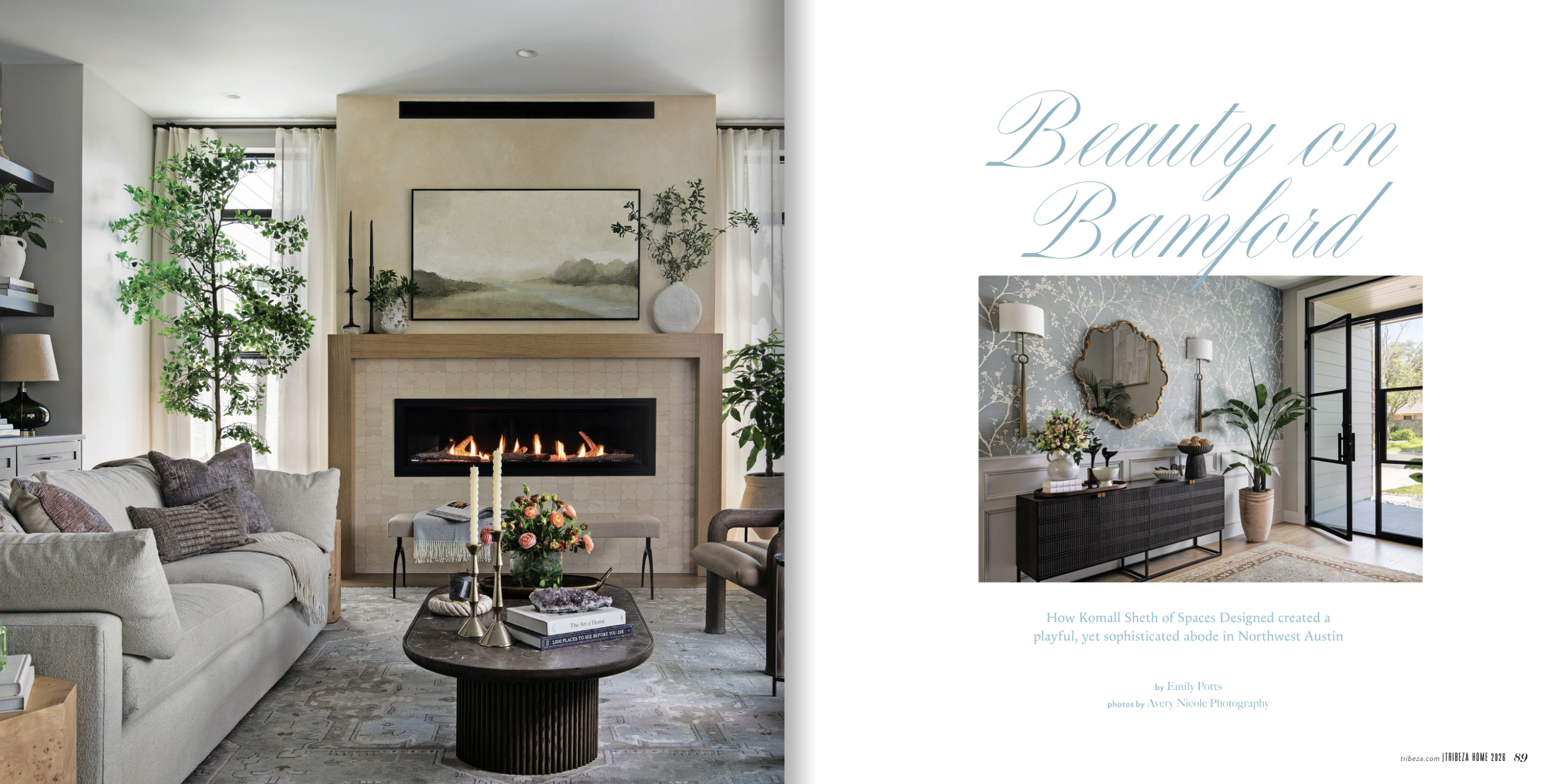 Tribeza Home tearsheet 2026, featuring Beauty On Bamford by Spaces Designed, Austin, Texas, photography by Avery Nicole Photography