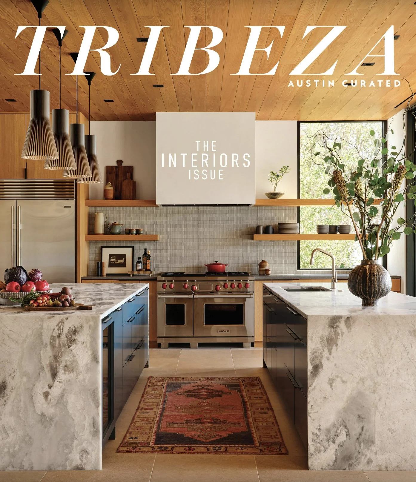 Tribeza Interiors Magazine tearsheet featuring Austin, Texas home by Heather Scott Home & Design, photography by Avery Nicole Photography