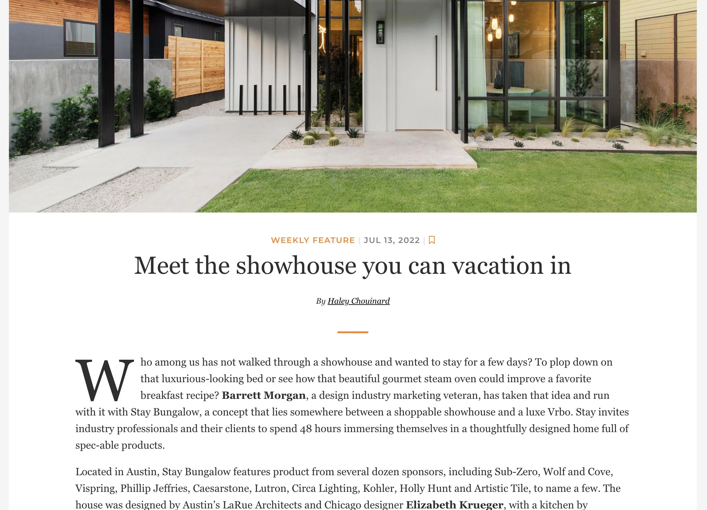 Business Of Home Magazine tearsheet featuring Austin, Texas home by Stay Bungalow, photography by Avery Nicole Photography