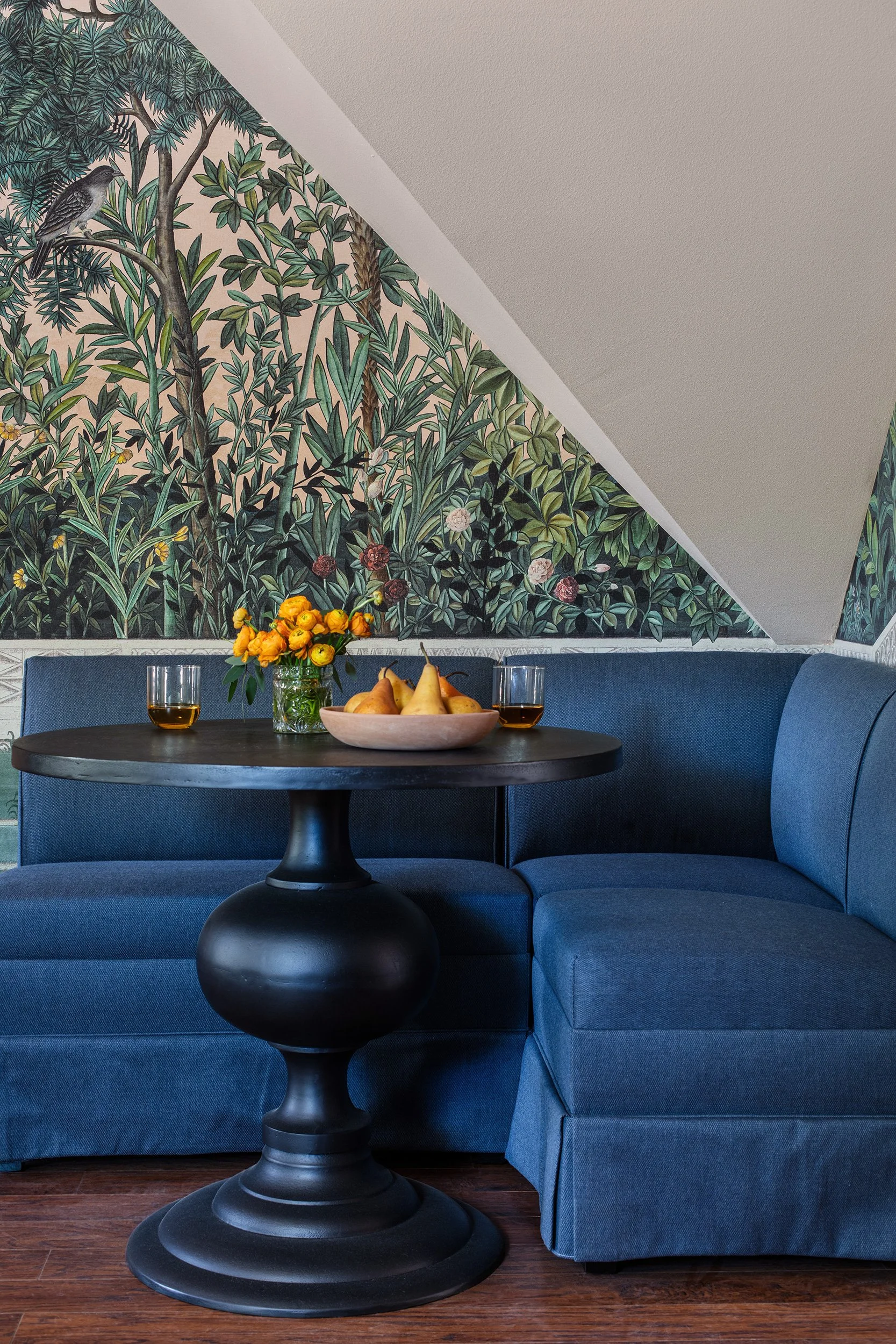 The Menagerie luxury boutique hotel la hermosa suite breakfast nook vignette by Sarah Stacey Interior Design. Photography by Avery Nicole Photography and located in Fredericksburg, Texas