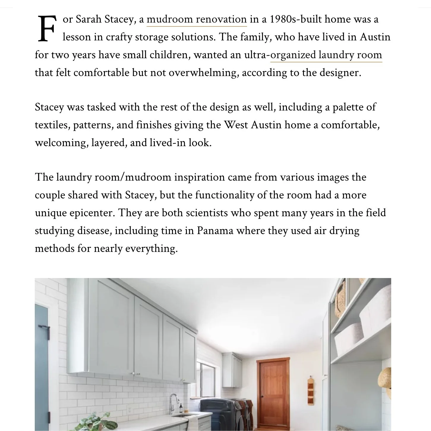 My Domaine tearsheet 2021 featuring Austin, Texas home by Sarah Stacey Interior Design, photography by Avery Nicole Photography