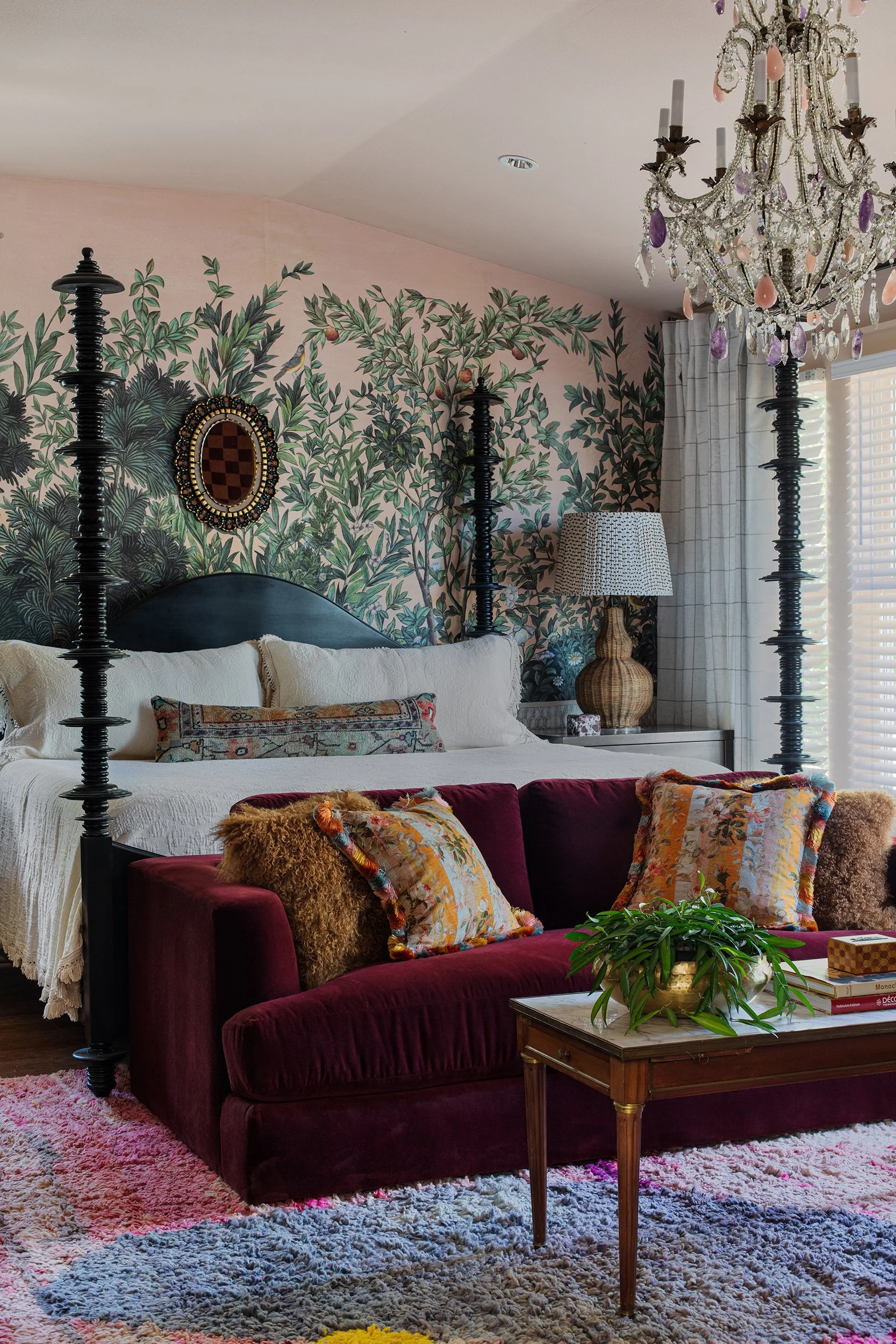 The Menagerie luxury boutique hotel la hermosa suite bedroom by Sarah Stacey Interior Design. Photography by Avery Nicole Photography and located in Fredericksburg, Texas