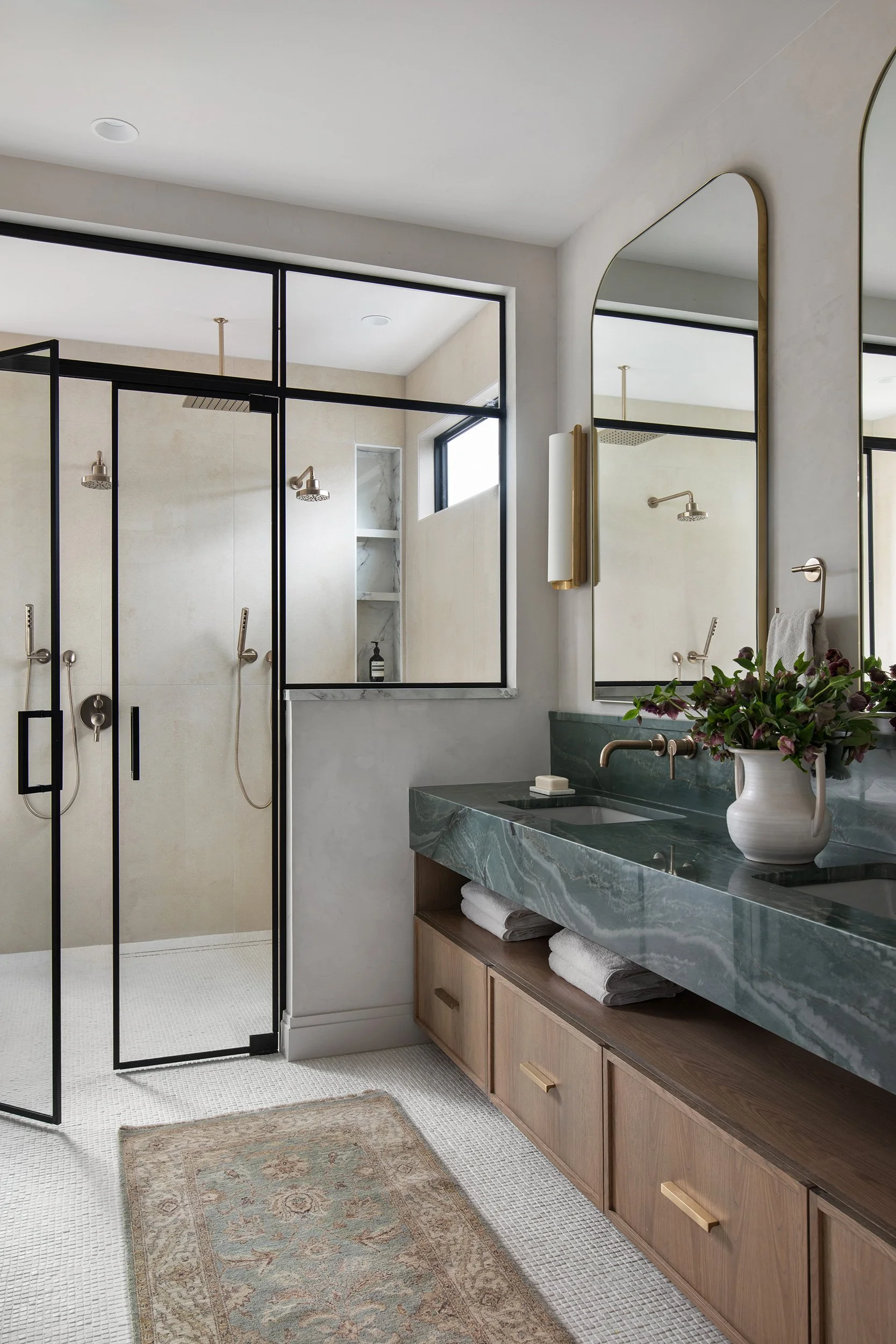 Powder bathroom  from the Taylor Gaines Project, designed by Etch Design Group, Austin TX, photography by Avery Nicole Photography