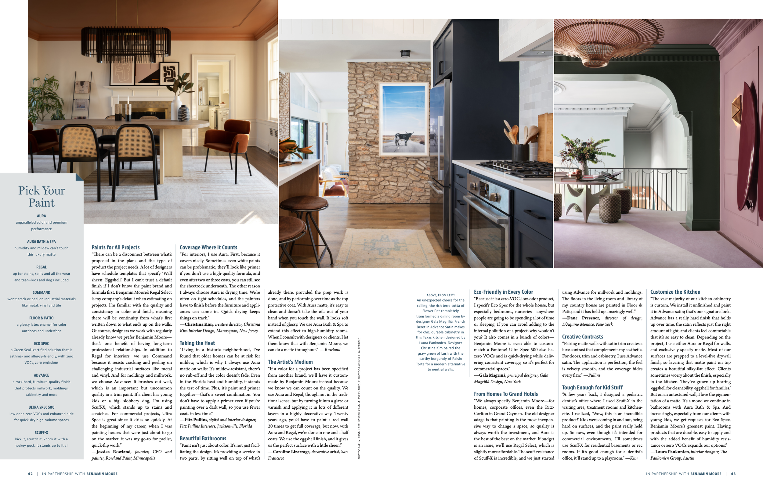 Business Of Home Magazine tearsheet featuring Austin, Texas kitchen by The Pankonien Group, photography by Avery Nicole Photography