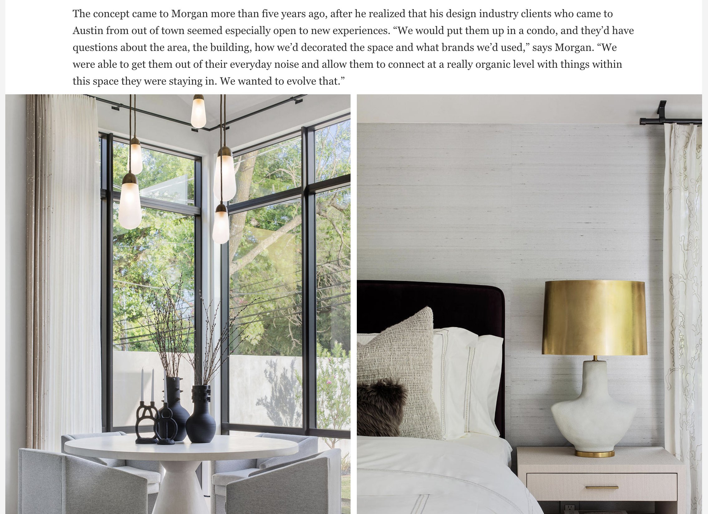 Business Of Home Magazine tearsheet featuring Austin, Texas home by Stay Bungalow, photography by Avery Nicole Photography