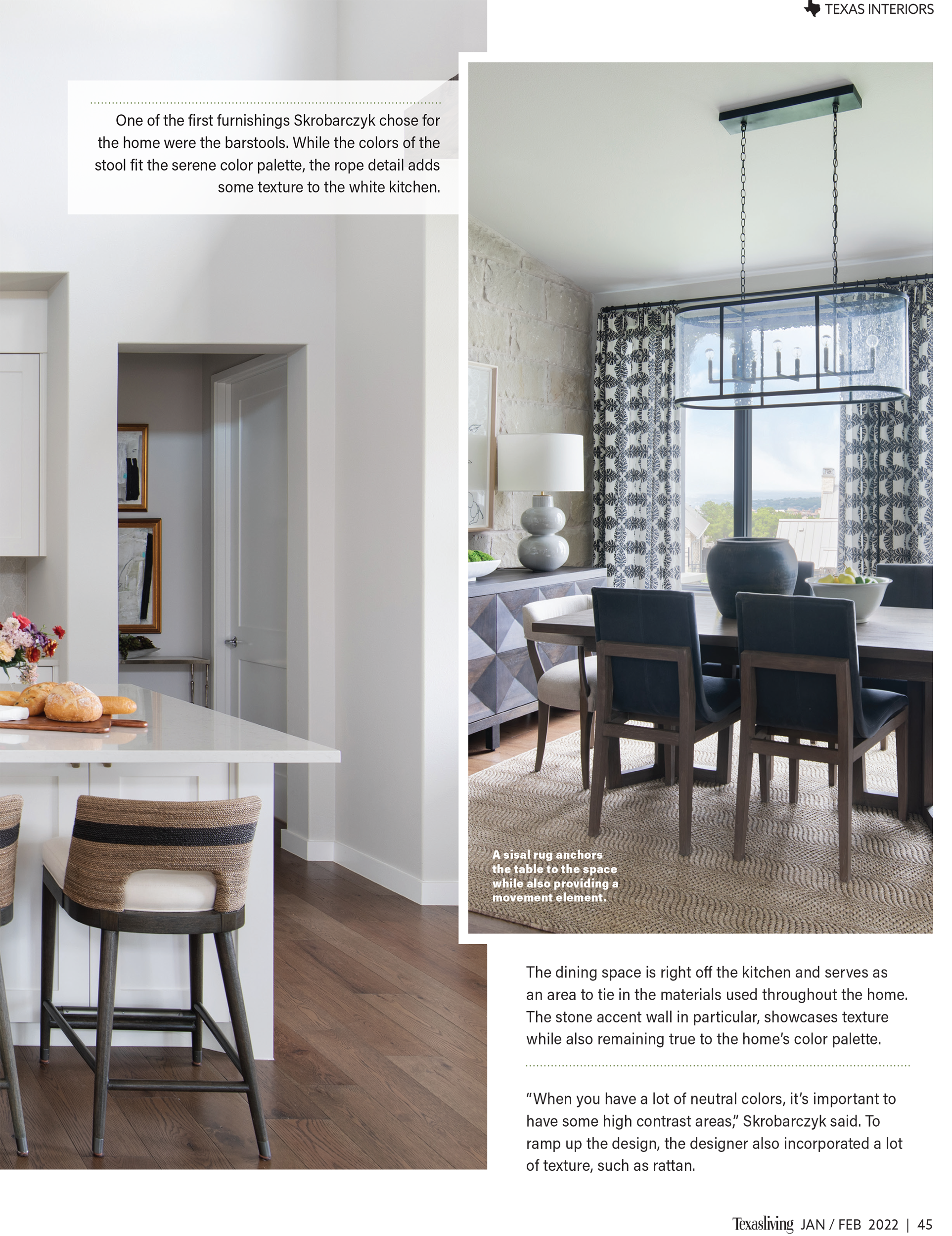 Texas Living Magazine tearsheet cover feature Austin Texas home by Heather Scott Home & Design, photography by Avery Nicole Photography