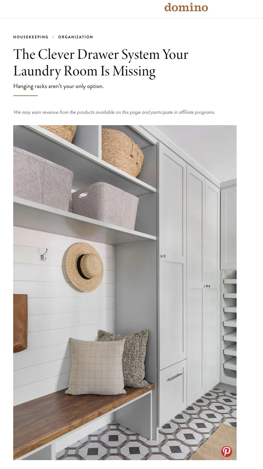 Domino tearsheet 2021 featuring Austin, Texas laundry room by Sarah Stacey Interior Design, photography by Avery Nicole Photography