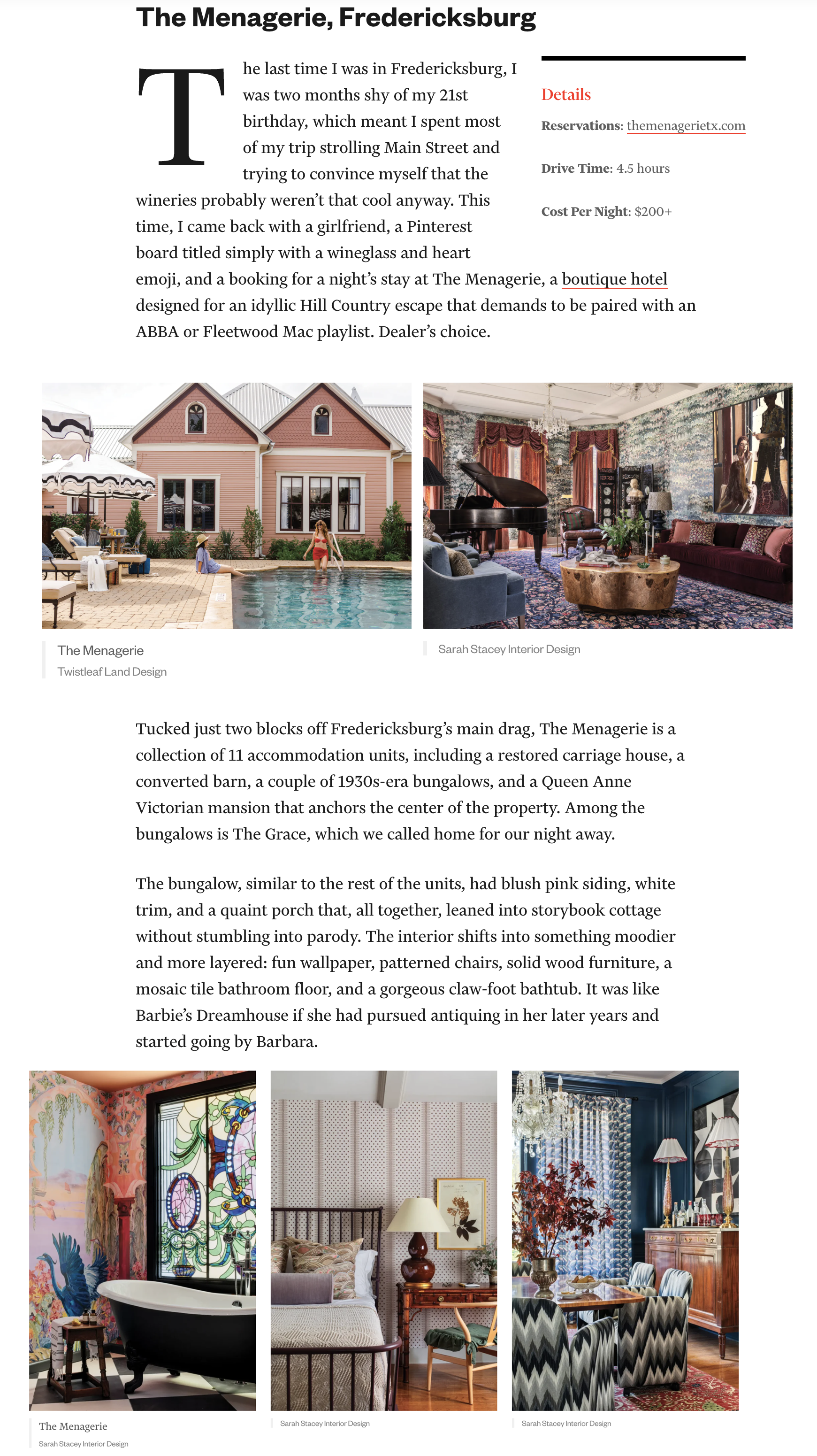 D Magazine tearsheet, June 2026, featuring The Menagerie by Sarah Stacey Interior Design, Fredericksburg, Texas, photography by Avery Nicole Photography
