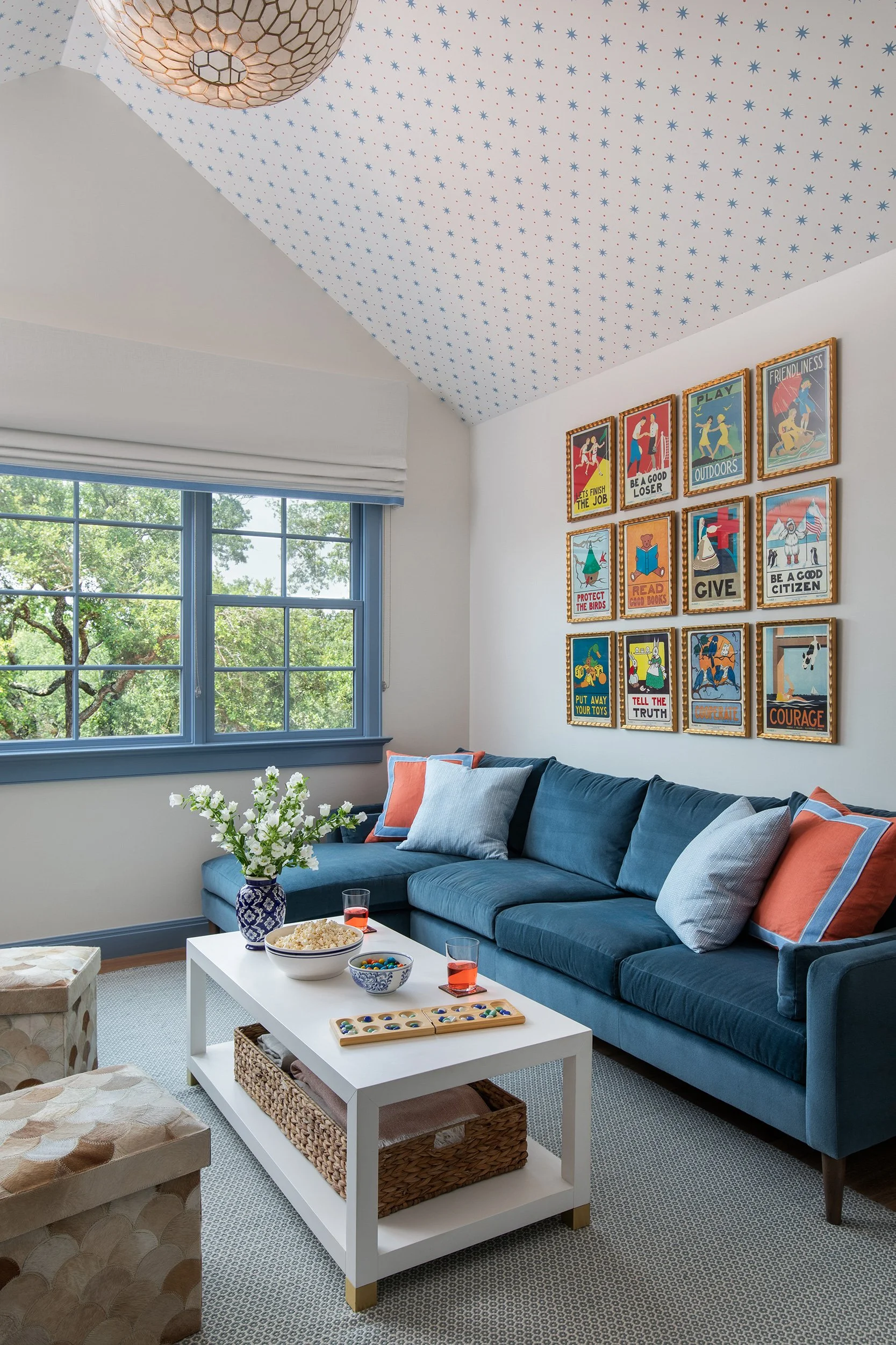 Travis Country Home media room design by Heather Scott Home & Design, build by Drake Build and architecture by Architecture by George. Photography by Avery Nicole Photography and located in Austin, Texas
