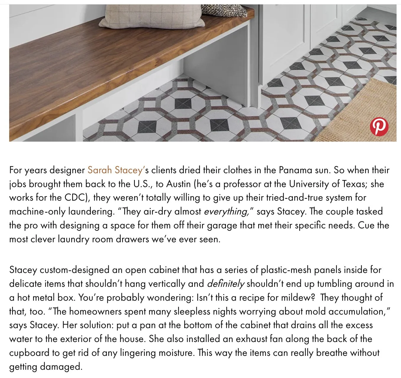 Domino tearsheet 2021 featuring Austin, Texas laundry room by Sarah Stacey Interior Design, photography by Avery Nicole Photography