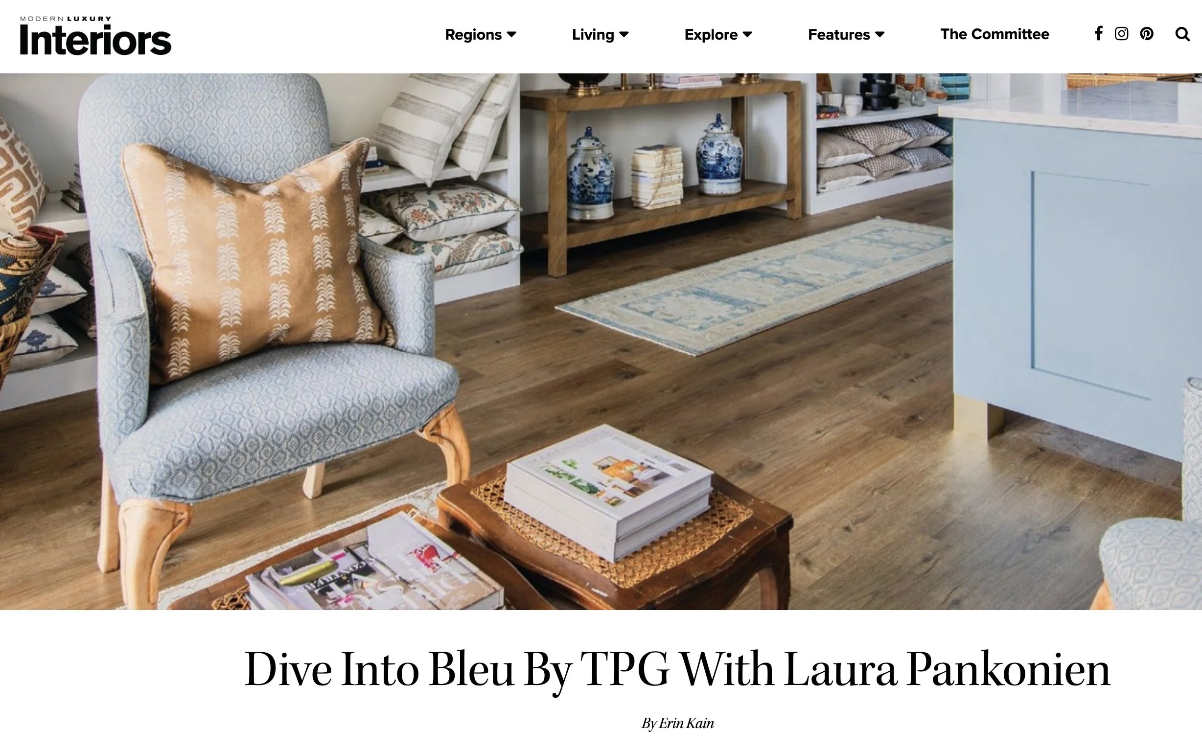 Modern Luxury Interiors Magazine tearsheet featuring boutique Bleu by TPG by The Pankonien Group, Austin, Texas, photography by Avery Nicole Photography