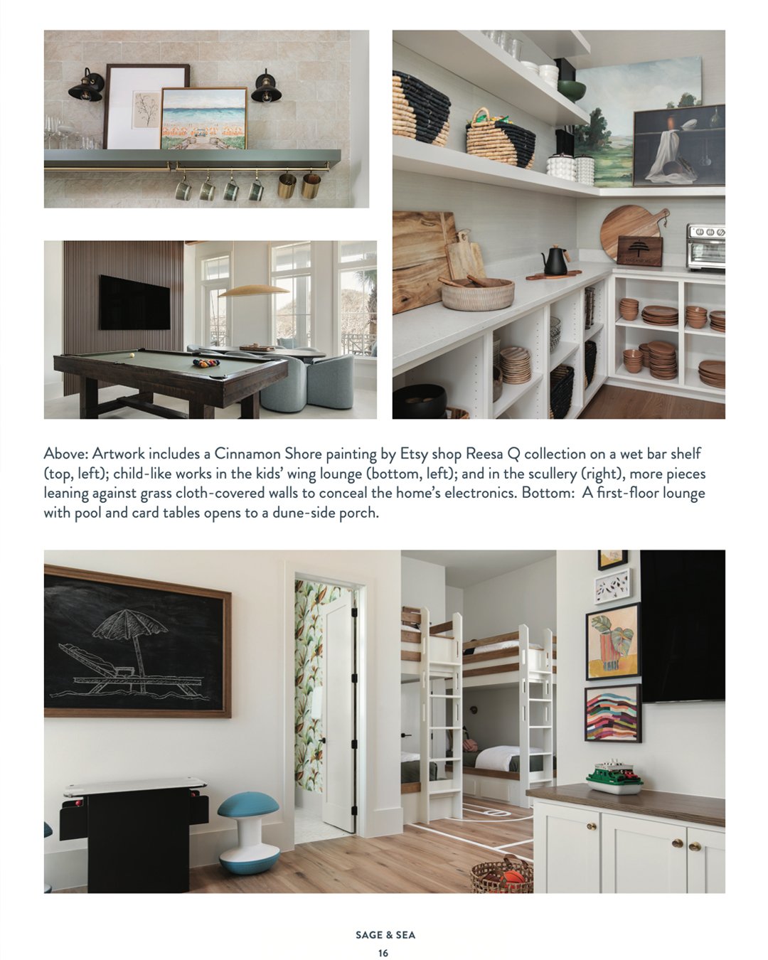Cinnamon Shore Magazine tearsheet summer 2025 featuring Sage and Sea home by Sol Design, Port Aransas, Texas, photography by Avery Nicole Photography