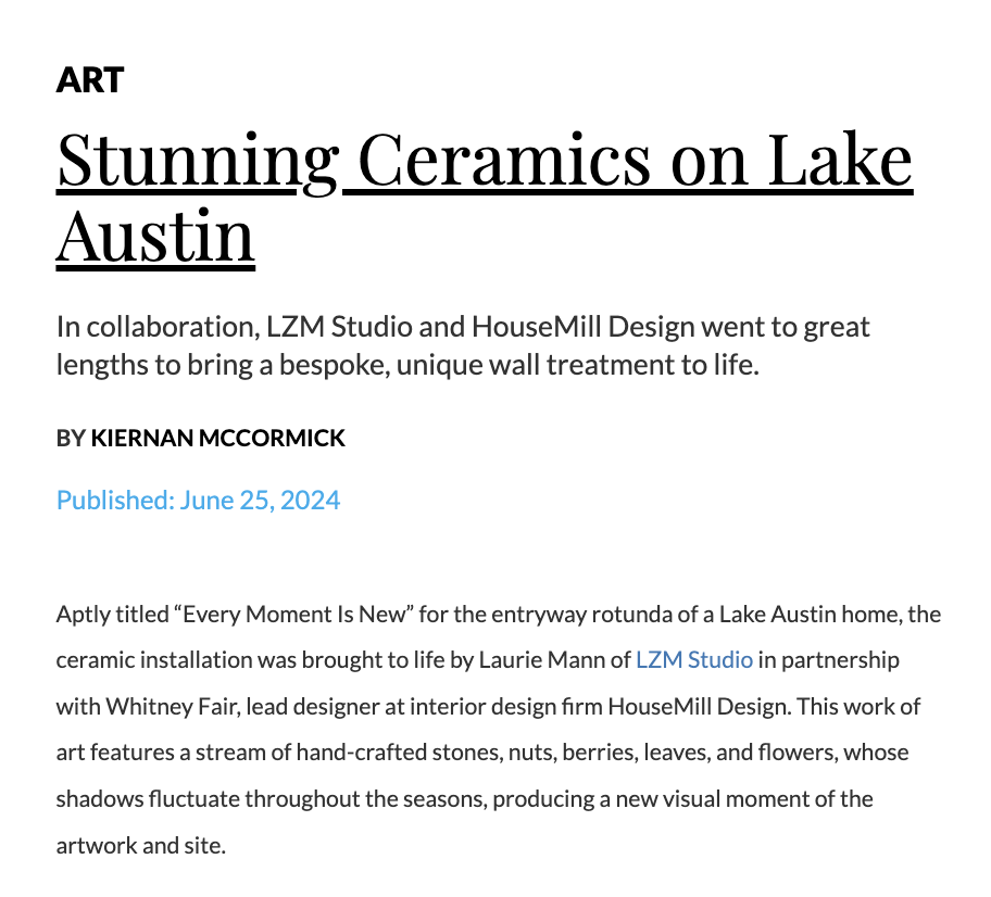 Austin Home Magazine 2024 tearsheet featuring Lake Austin Home by HouseMill Design, photography by Avery Nicole Photography