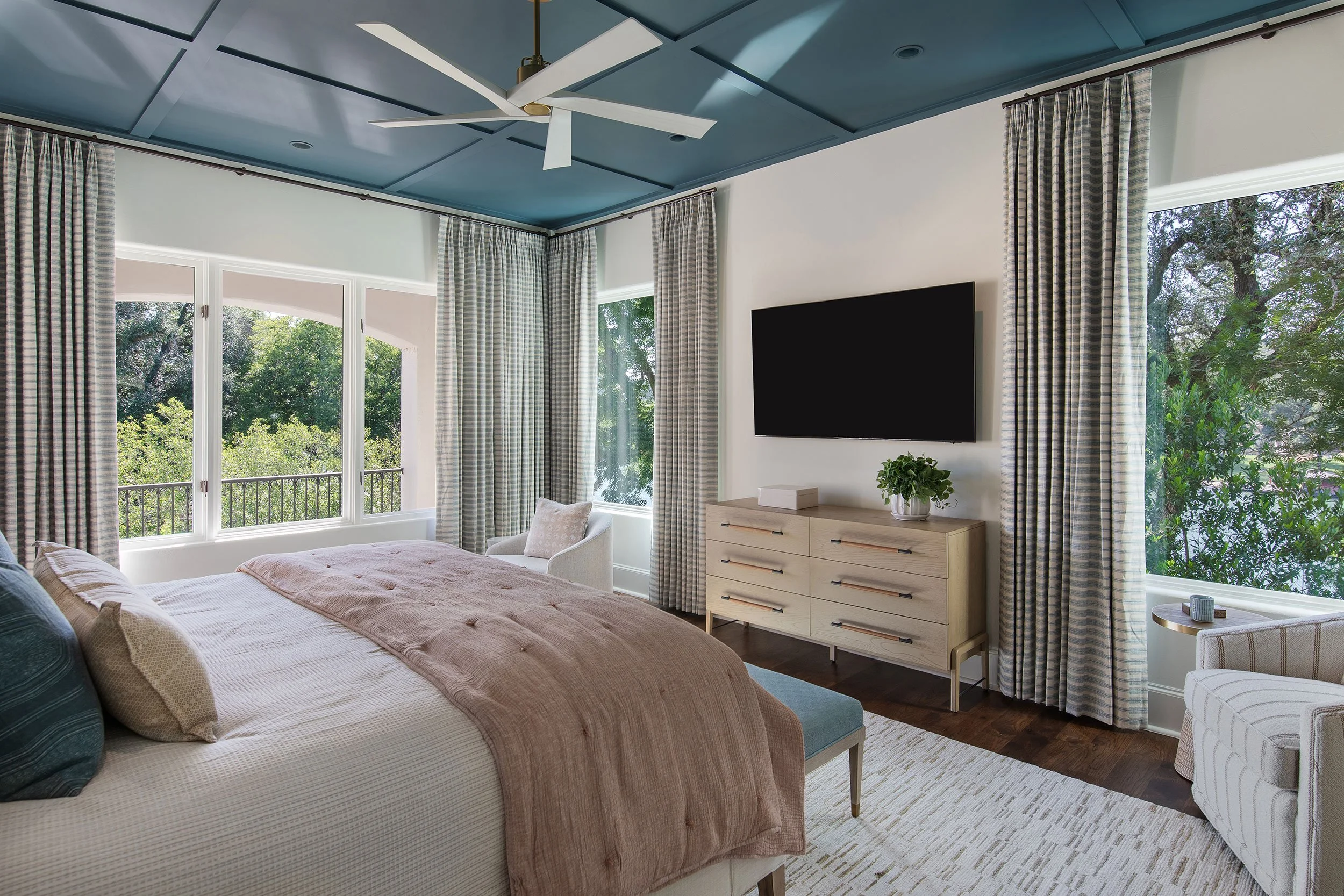 Primary bedroom from the Bruton Springs project, designed by HouseMill Design, Austin Texas, photography by Avery Nicole Photography